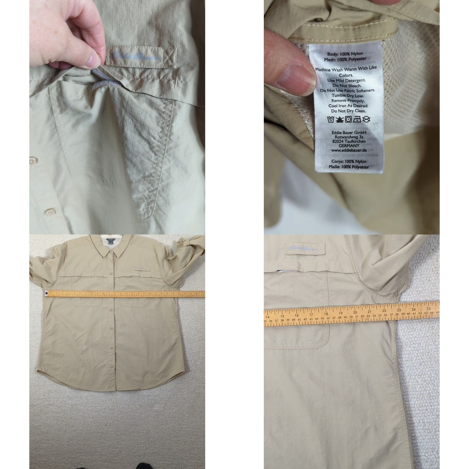 Eddie Bauer Eddie Bauer Women's Button-Down Shirt XL Beige Tab-Sleeve Venting Hiking Activity Casual Outdoor Size XL / US 12-14 / IT 48-50 - 8 Thumbnail