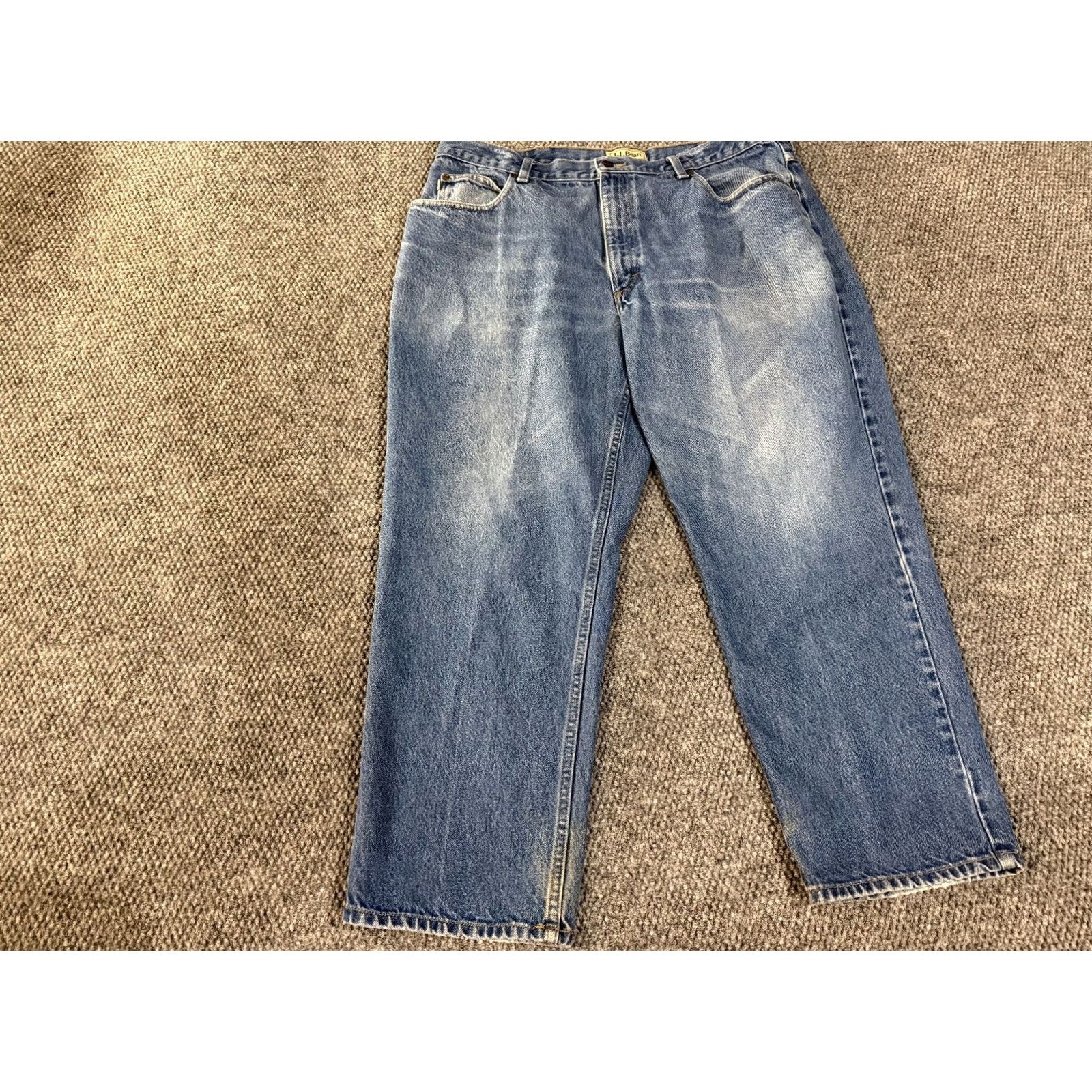Vintage VINTAGE LL Bean Jeans Mens 40x29 Blue Relaxed Fit Denim Straight Leg Casual Button Fly Distressed Pockets 5-Pocket Men’s Denim Straight Leg Blue Size US 40 / EU 56 - 2 Thumbnail