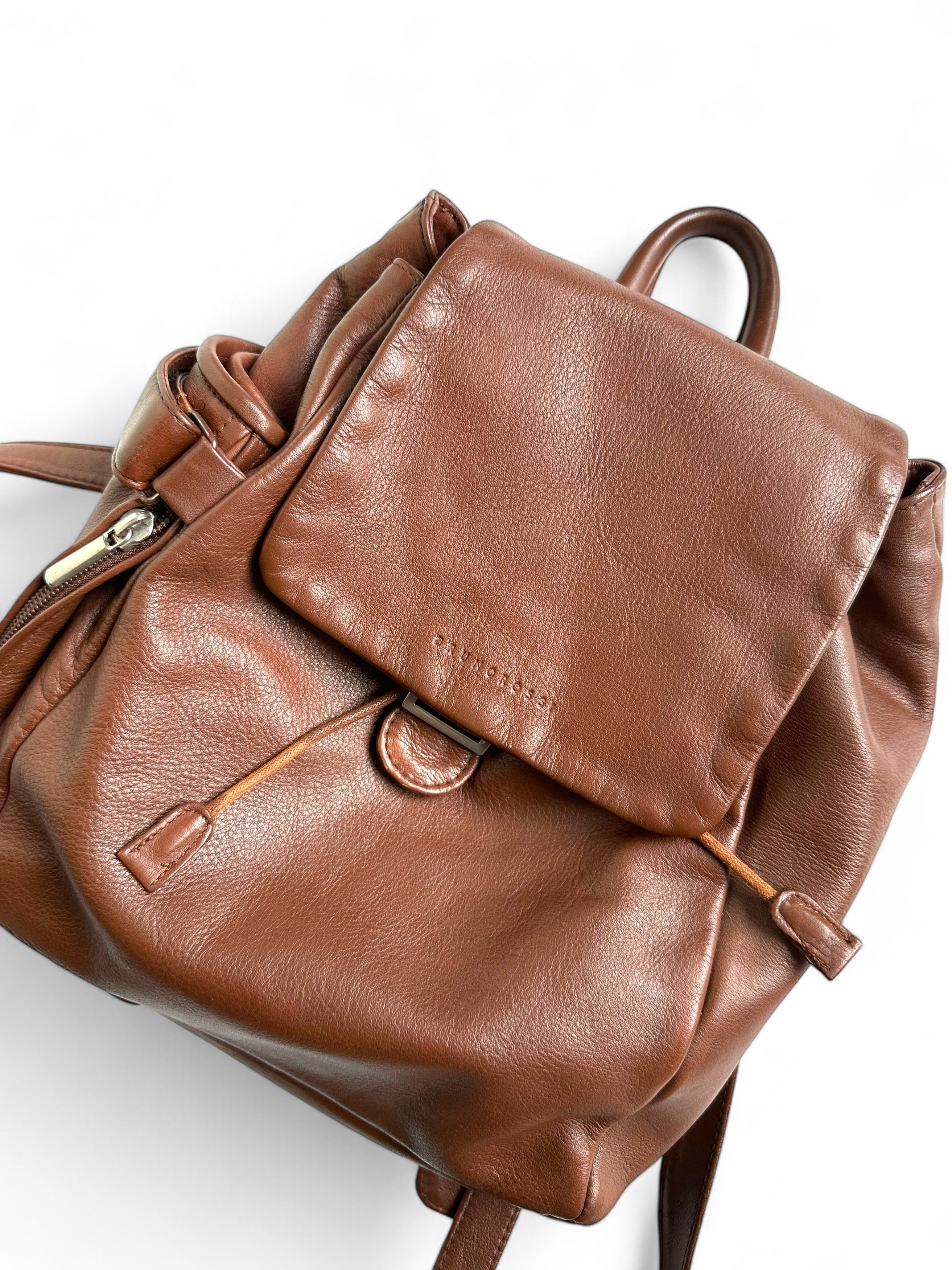 Sergio Rossi Bruno Rossi Made in Italy Brown Leather Backpack Size ONE SIZE - 3 Thumbnail