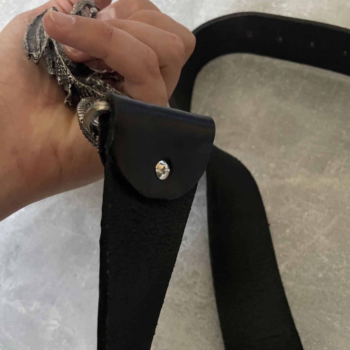 Japanese Brand Vintag Metal Dragon Leather Belt JAPAN NINJA ISSEY RAF yohji Size ONE SIZE - 5 Thumbnail