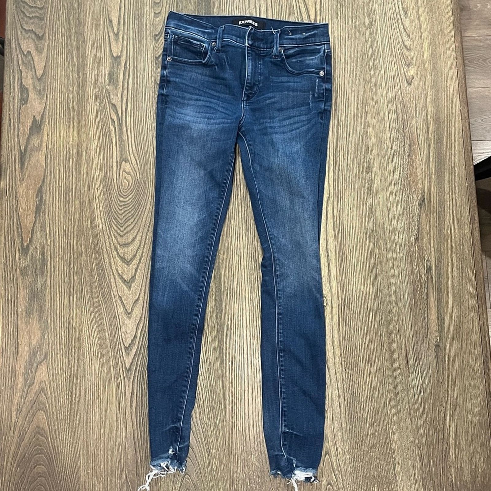Express Express Ankle Legging Jeans Perfect Raw Hem Blue Size 2L Size 26" / US 2 / IT 38 - 1 Thumbnail