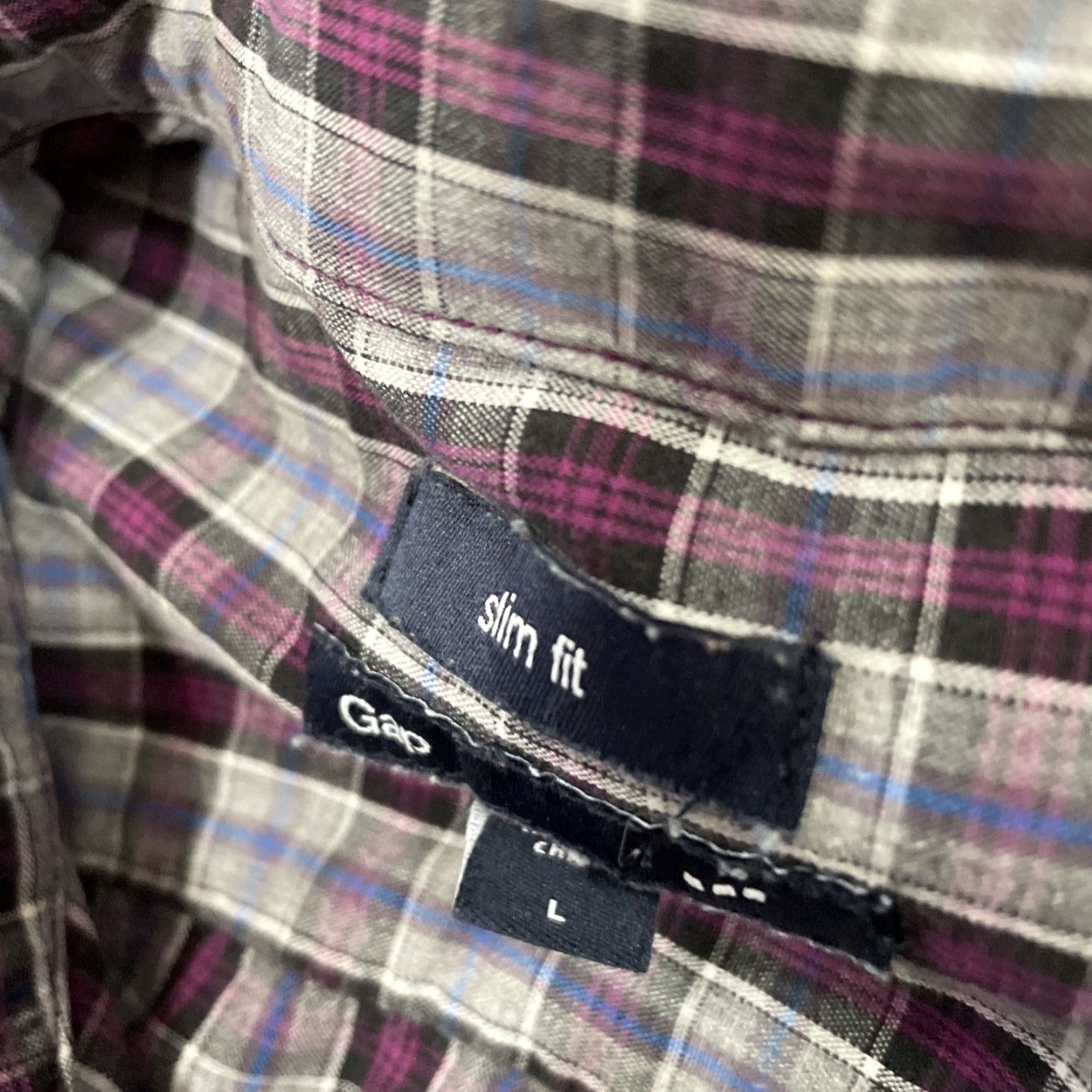 Gap GAP Button Shirt Men L Slim Fit Purple Plaid Long Sleeve Button Up L Size US L / EU 52-54 / 3 - 4 Thumbnail