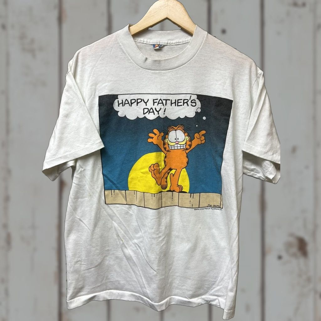 Vintage VINTAGE Sun Garfield T-Shirt White Large Men's Crew Neck Short Sleeve Single Stitch Size US L / EU 52-54 / 3 - 1 Thumbnail