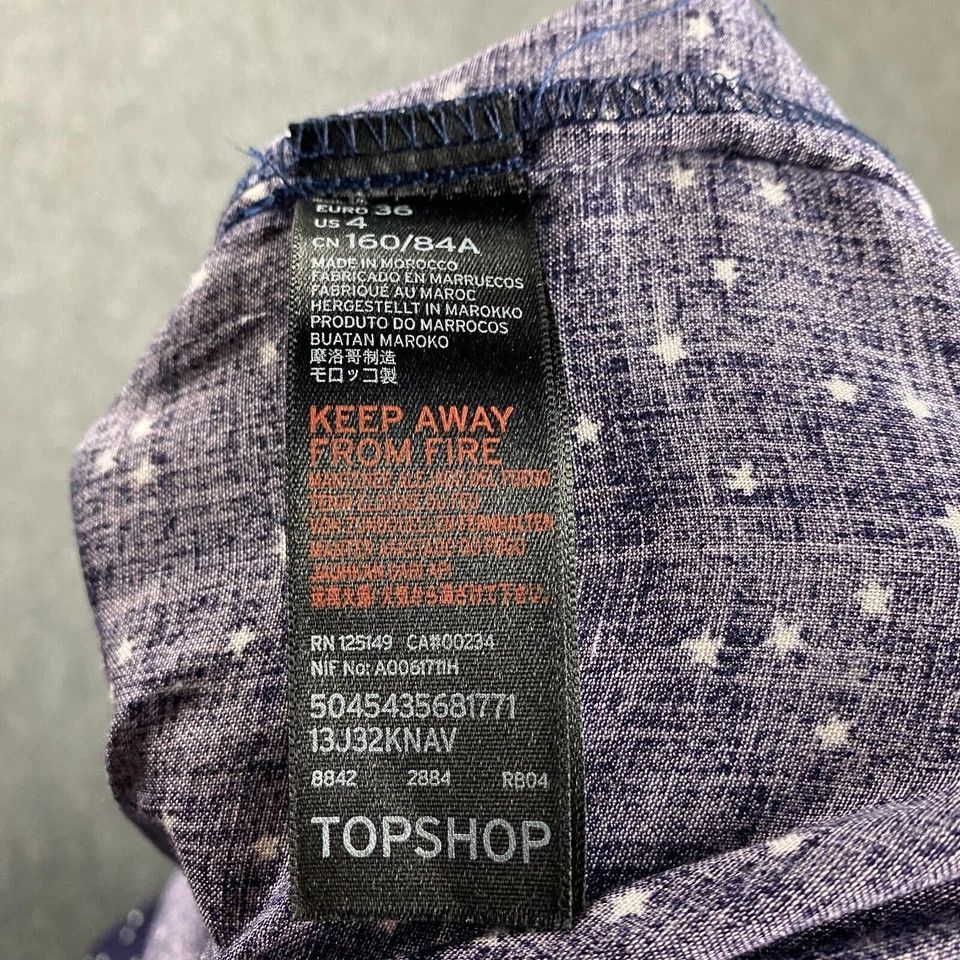 Topshop Topshop Top Women's Size 4 Blue Stars Button Up Viscose Size S / US 4 / IT 40 - 6 Thumbnail