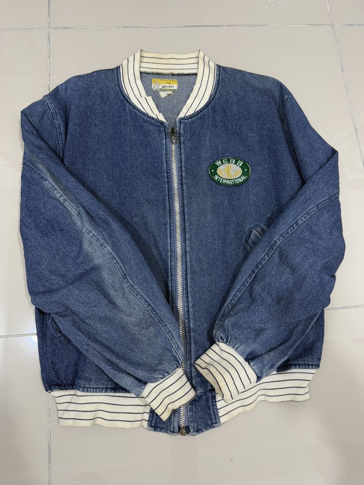 Japanese Brand × Vintage Vtg 90’ WEBB Denim Bomber Jacket Size US M / EU 48-50 / 2 - 8 Thumbnail