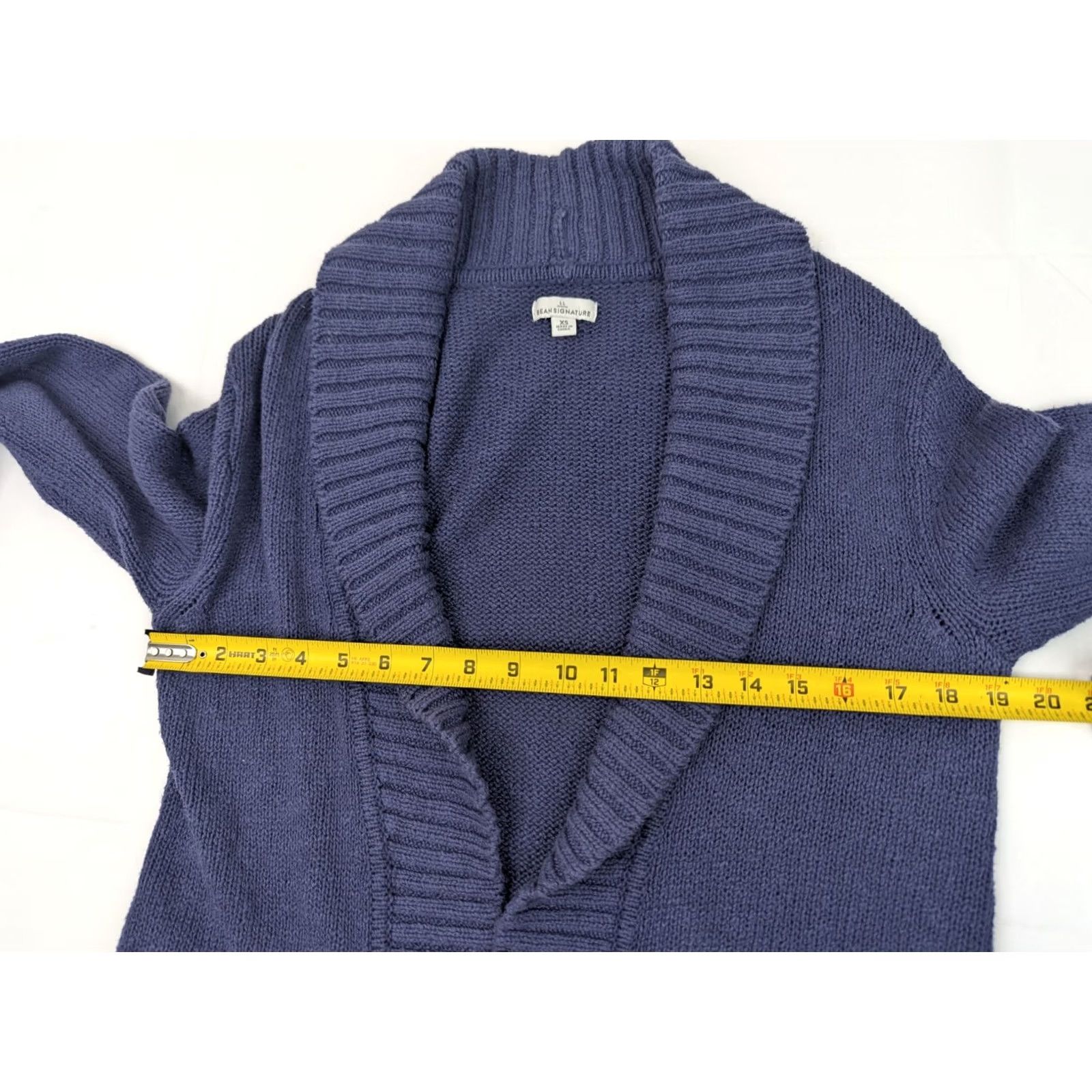 Vintage L.L. Bean Signature Cardigan Women XS Blue Cotton Knit Open Front Ribbed Sweater Size XS / US 0-2 / IT 36-38 - 7 Thumbnail
