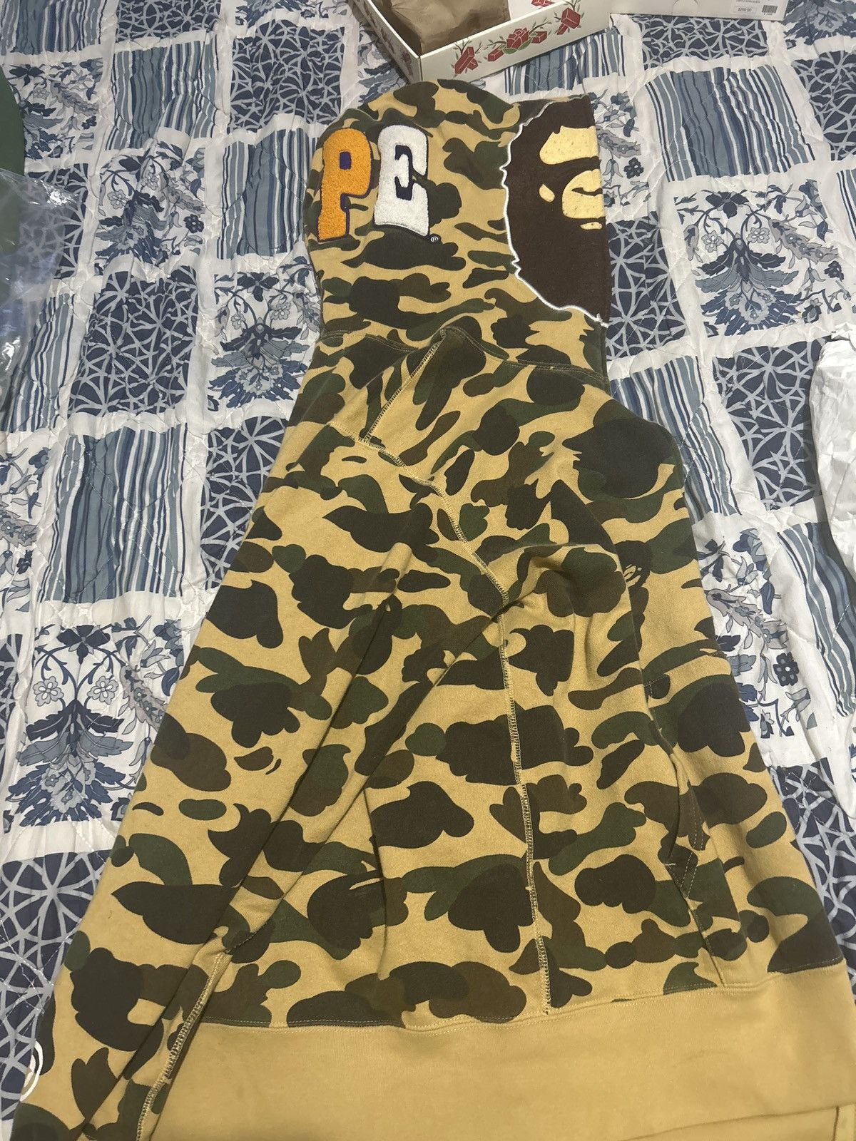 image of Bape 1St Camo 2Nd Ape Full Zip Hoodie in Yellow, Men's (Size XL)