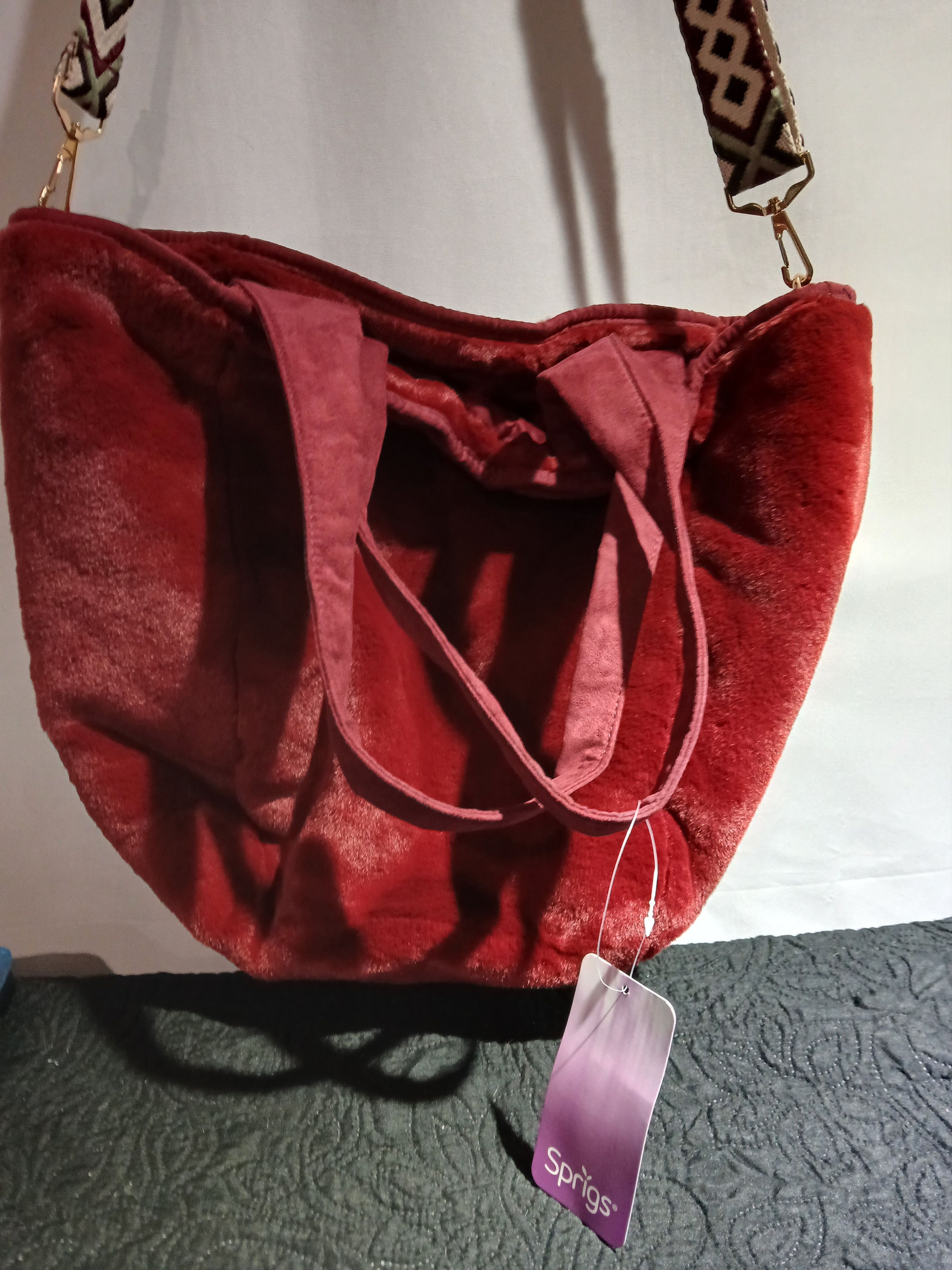 Other Sprig velvet plush red/burgundy tote bag Size ONE SIZE - 1 Thumbnail
