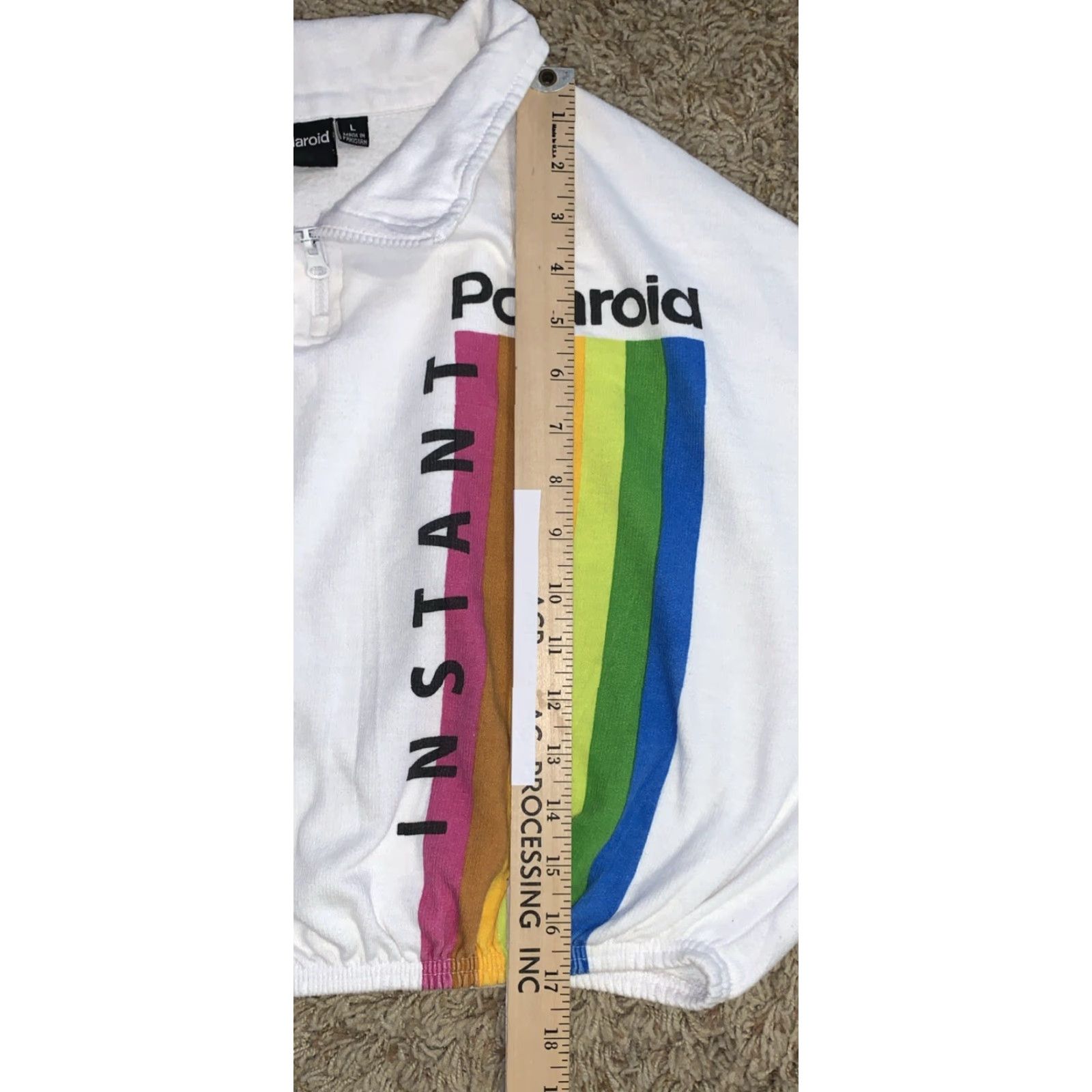 Polaroid VINTAGE Polaroid Sweatshirt Logo Crop 1/4 Zip L/S White Large Women Size L / US 10 / IT 46 - 3 Thumbnail