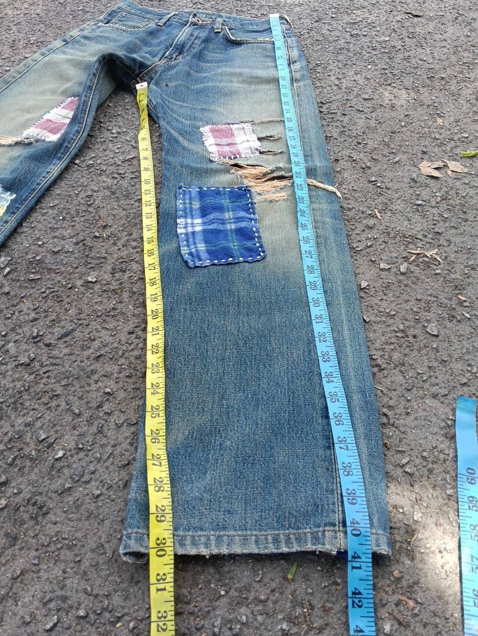 Edwin THRASHED vintage Edwin 505x selvedge patchwork denim. Size US 28 / EU 44 - 11 Thumbnail