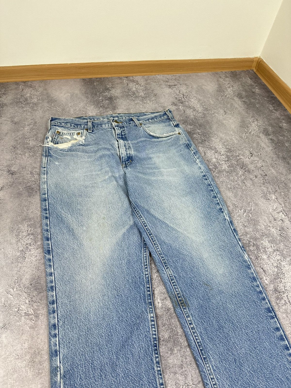 Carhartt Vintage Carhartt Distressed Light Blue Denim Opium USA Jeans Size US 34 / EU 50 - 10 Thumbnail