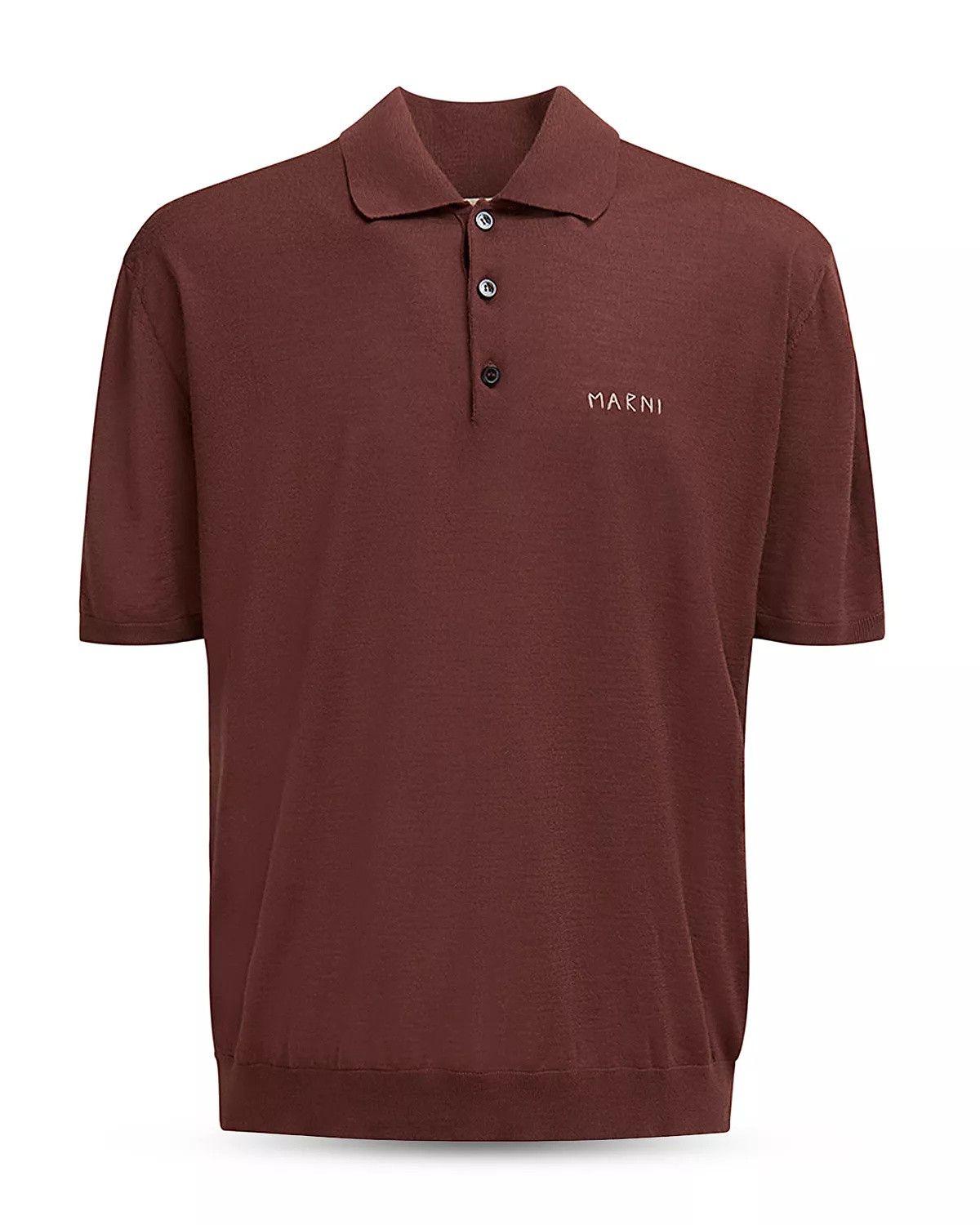 Marni o1w1db10625 Fine Wool Polo Shirt in Brown Size US M / EU 48-50 / 2 - 1 Thumbnail