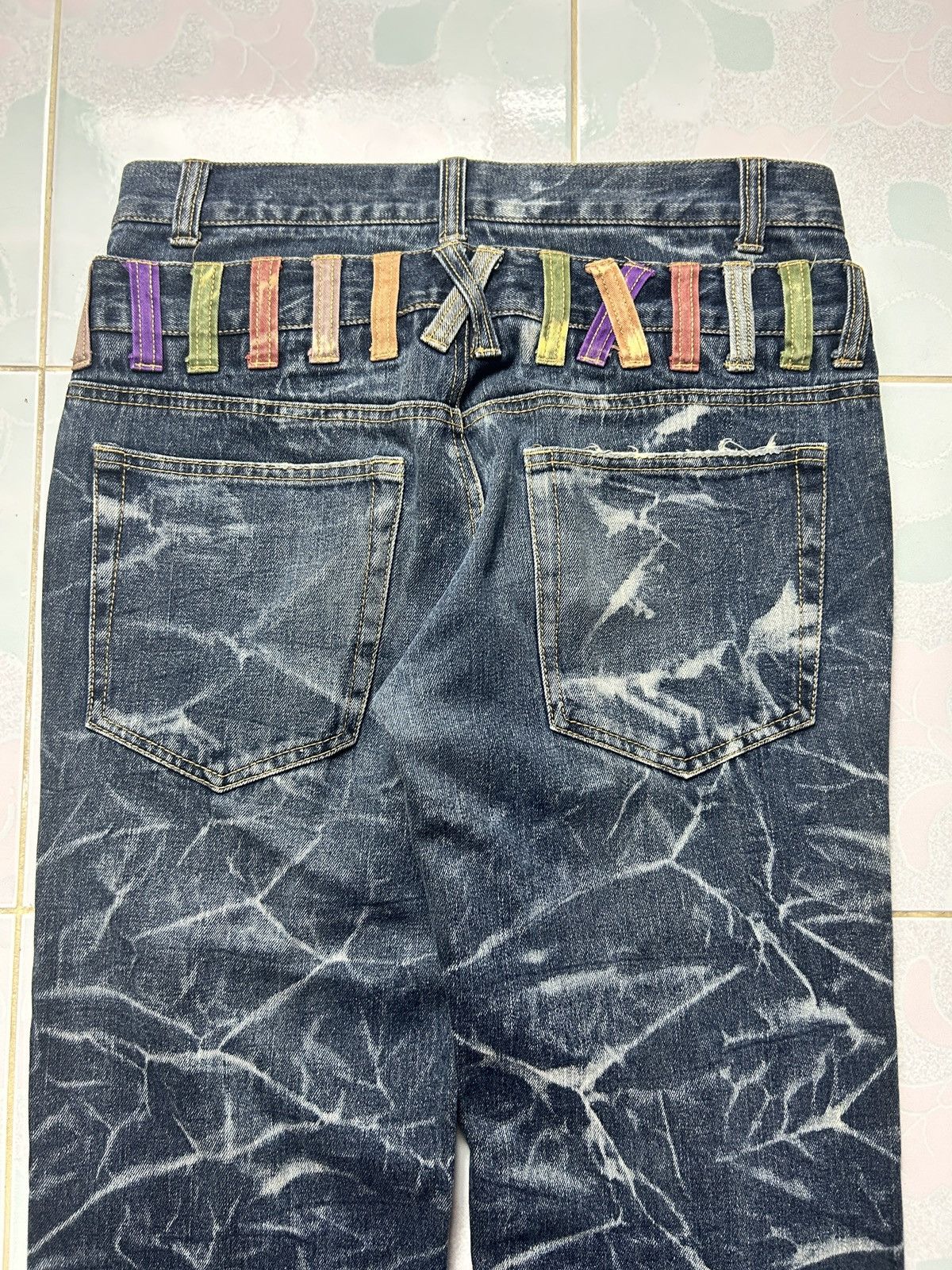 If Six Was Nine Vintage Nylaus Double Waist Sick Thunder Faded Punk Jeans Size US 32 / EU 48 - 3 Thumbnail
