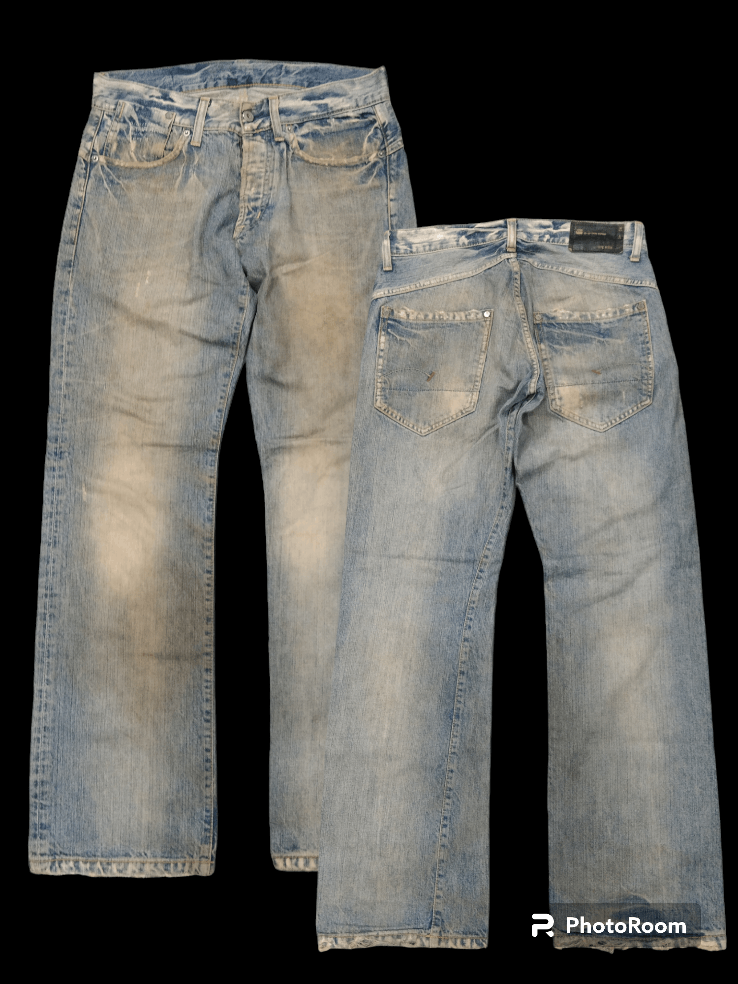 Image of Distressed Denim x Hype Sick Distressed G-Star Denim Pants in Blue Distressed, Men's (Size 31)