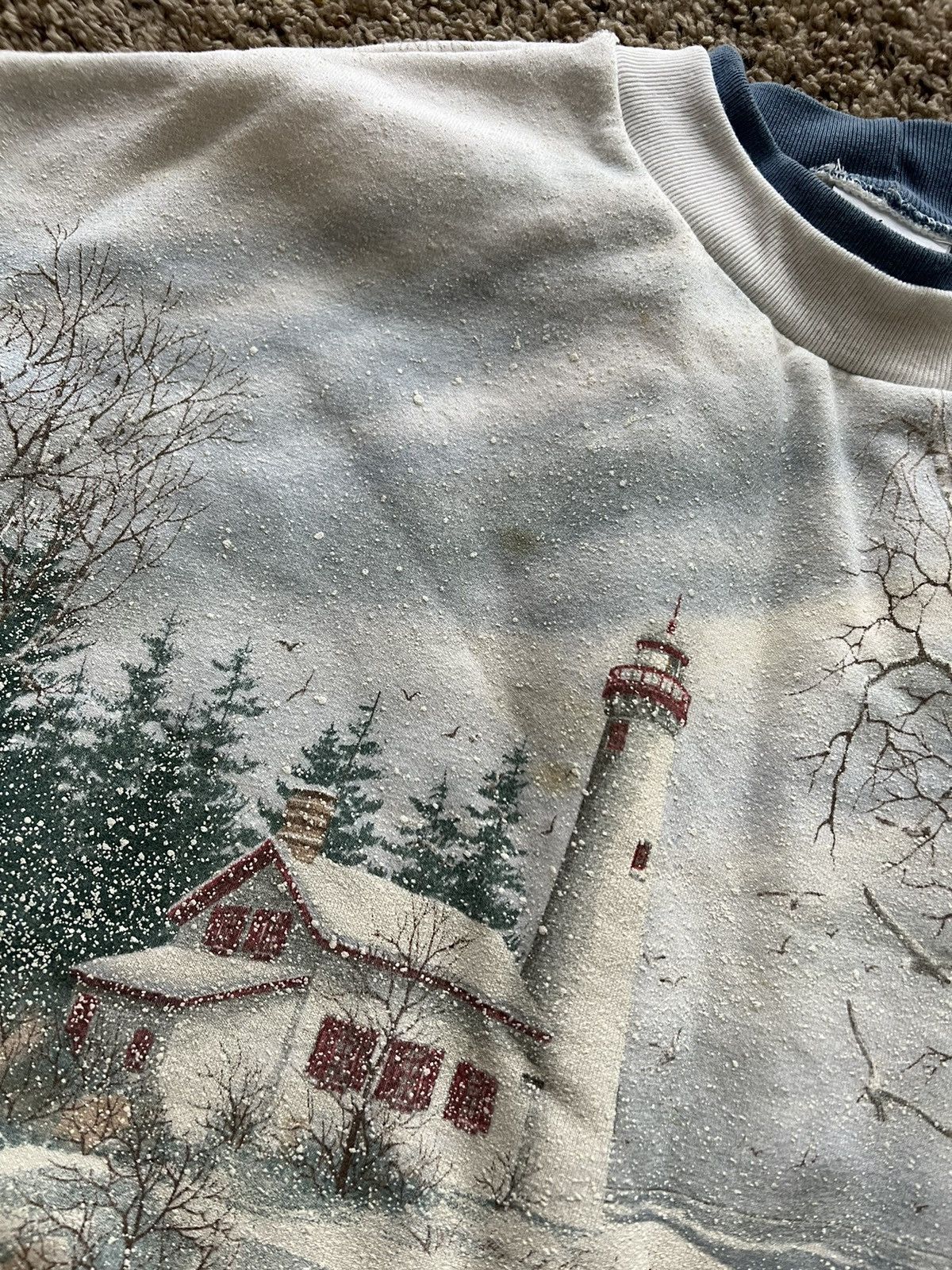Designer Vintage 3D print winter forest wood sweatshirt avantgarde Y2 Size US L / EU 52-54 / 3 - 2 Thumbnail