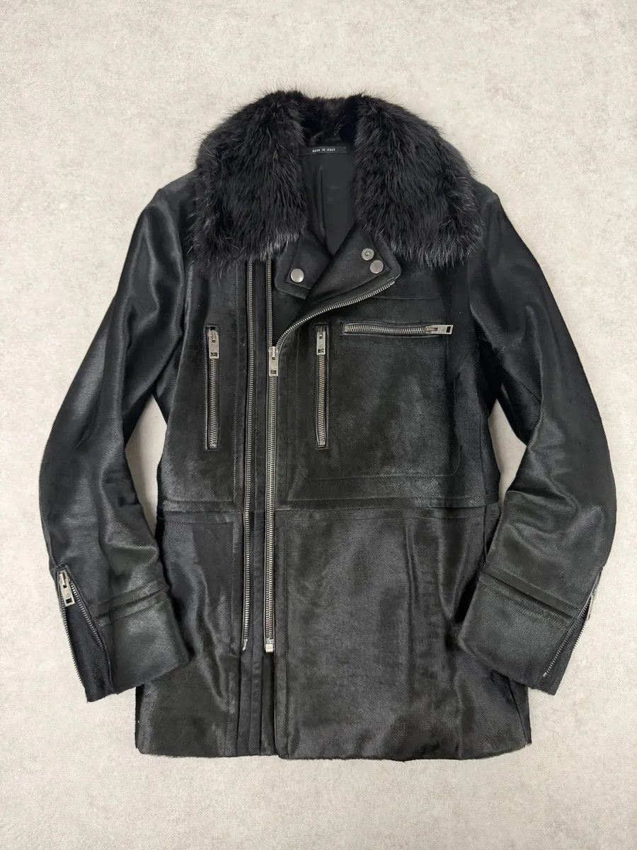 Gucci 2000s Gucci Black Pony Fur Leather Multi Zips Long Jacket by Tom Ford Size US M / EU 48-50 / 2 - 5 Thumbnail