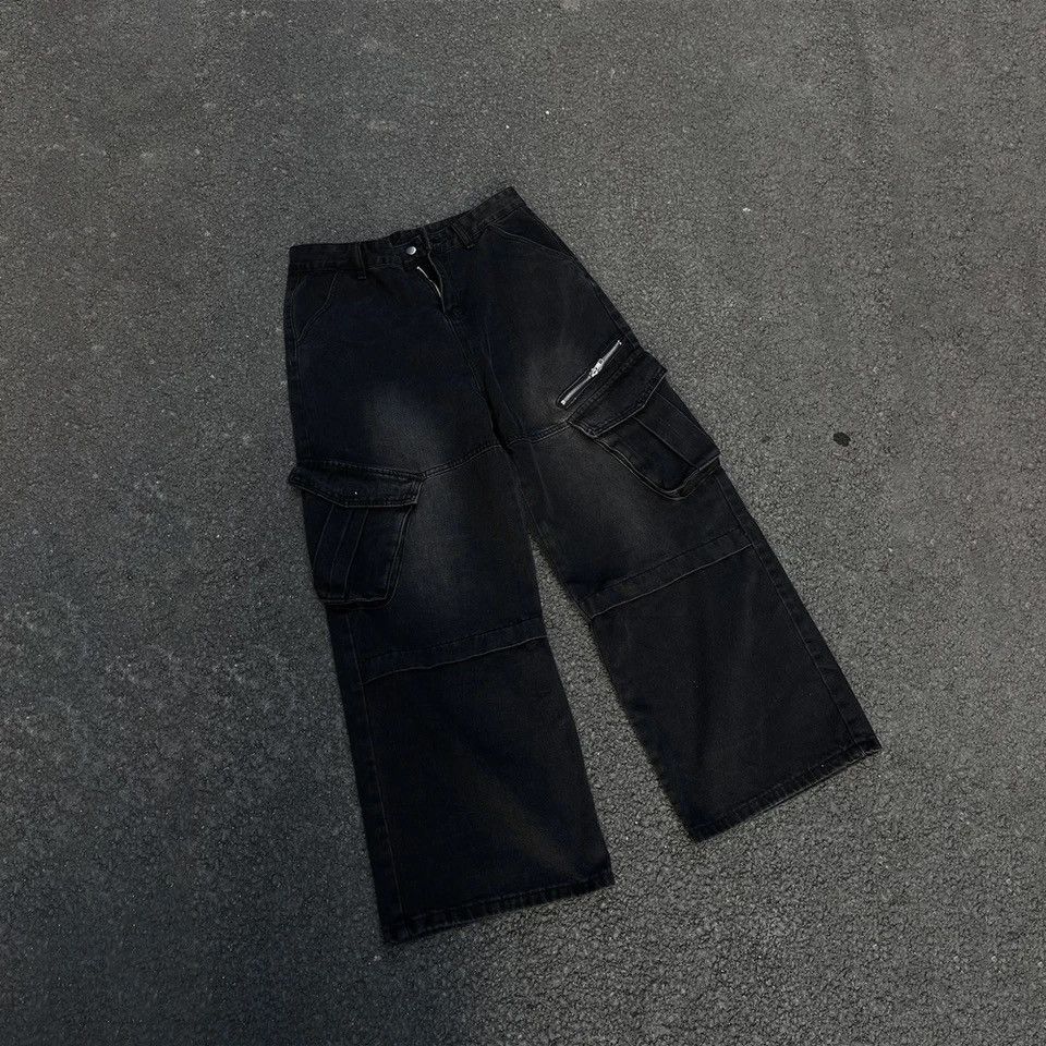 Japanese Brand × Vintage Cargo Jeans Men Baggy Multi-pocket Wide Streetwear Size US 29 - 6 Thumbnail