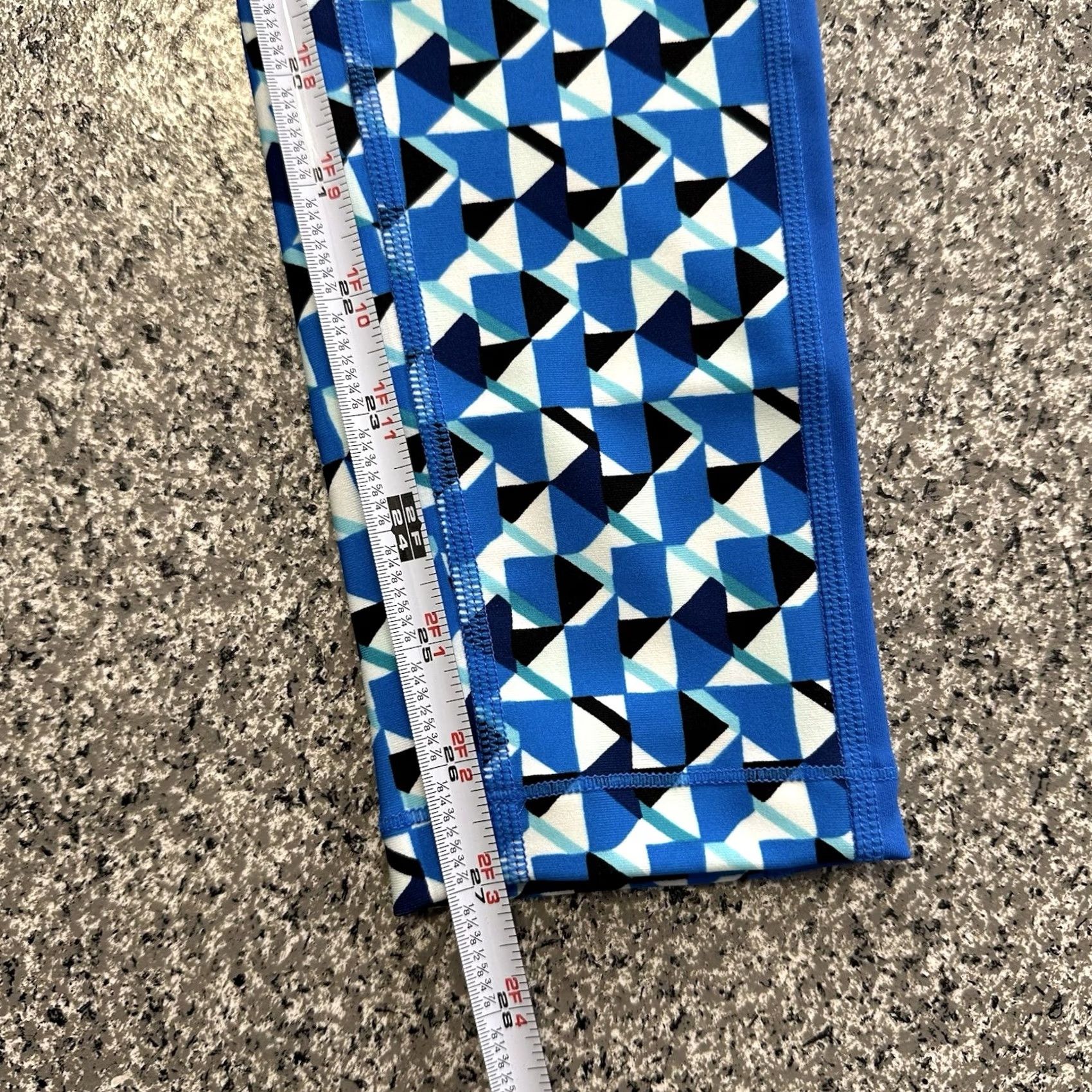Tommy Hilfiger Tommy Hilfiger Sport Leggings Womens S High Rise Full Tight Gym Training Pilates Geometric Blue 27 in Ankle Stretch Size 28" / US 6 / IT 42 - 8 Thumbnail