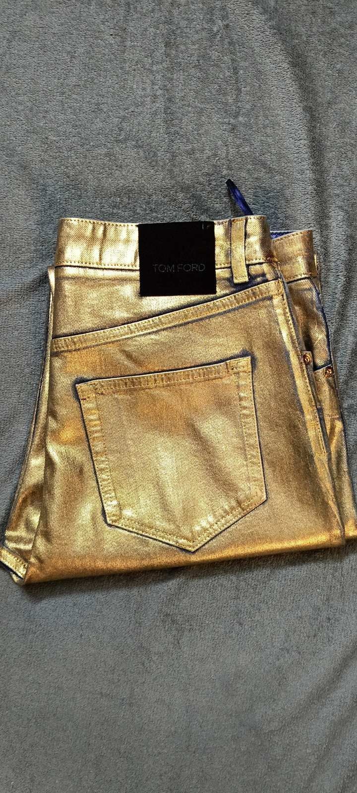 Tom Ford Tom Ford Gold Coated Metallic Denim Pants Size 31" - 1 Thumbnail
