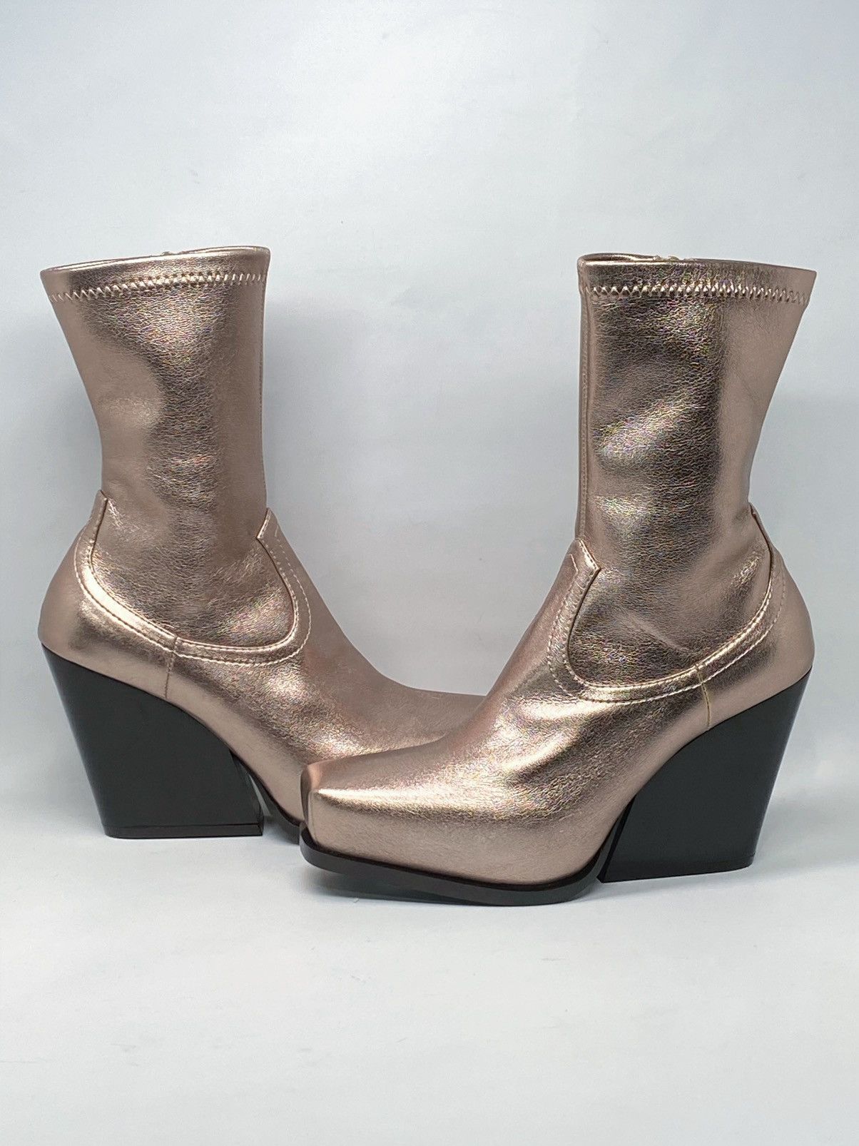 Stella McCartney Stella McCartney Gold Faux Leather Zip Boots size 36.5 Size US 6.5 / IT 36.5 - 1 Thumbnail