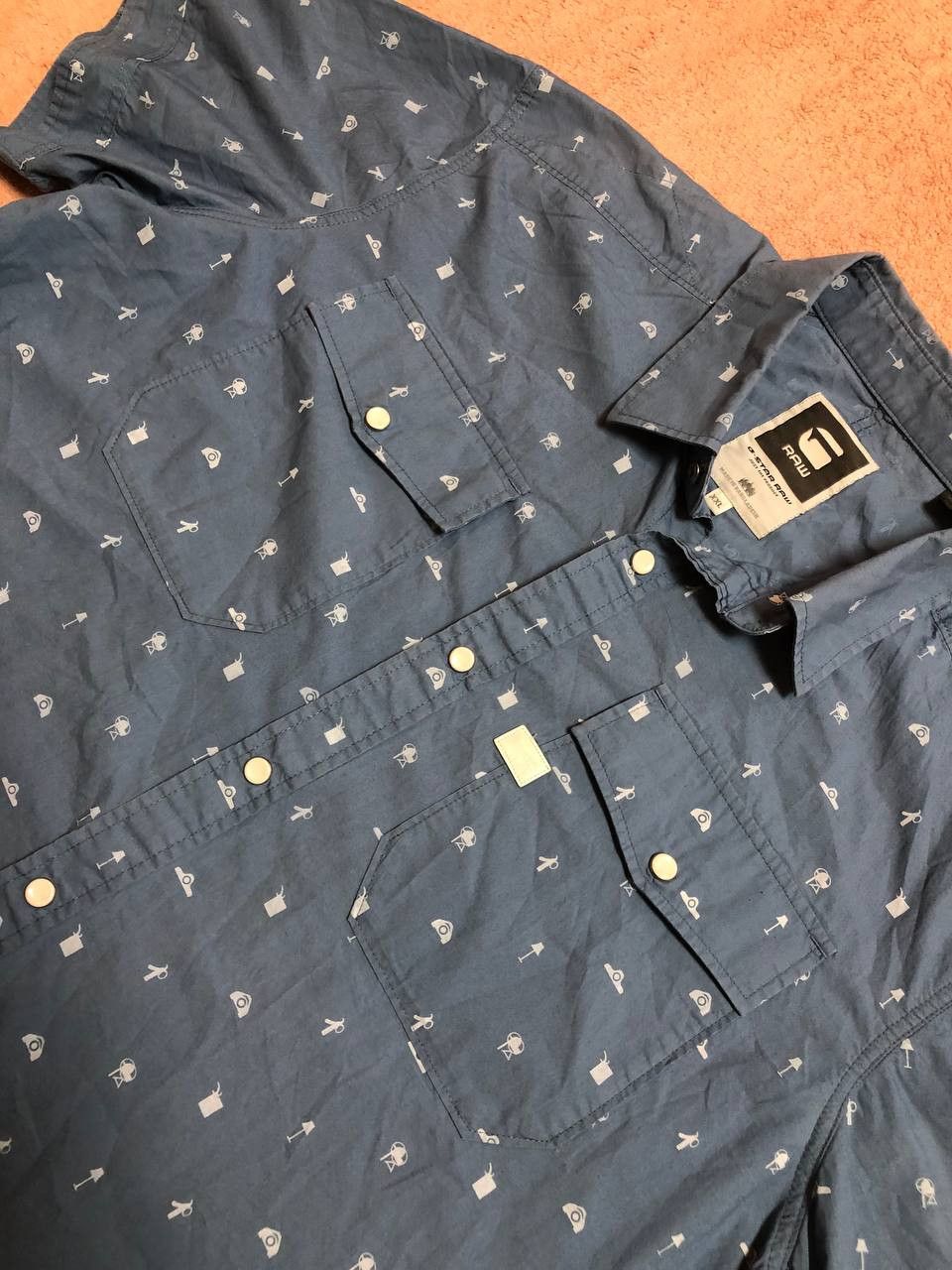 G-Star GStar Raw Shirt Blue Short Sleeve Button Down Collared Size US XXL / EU 58 / 5 - 8 Thumbnail