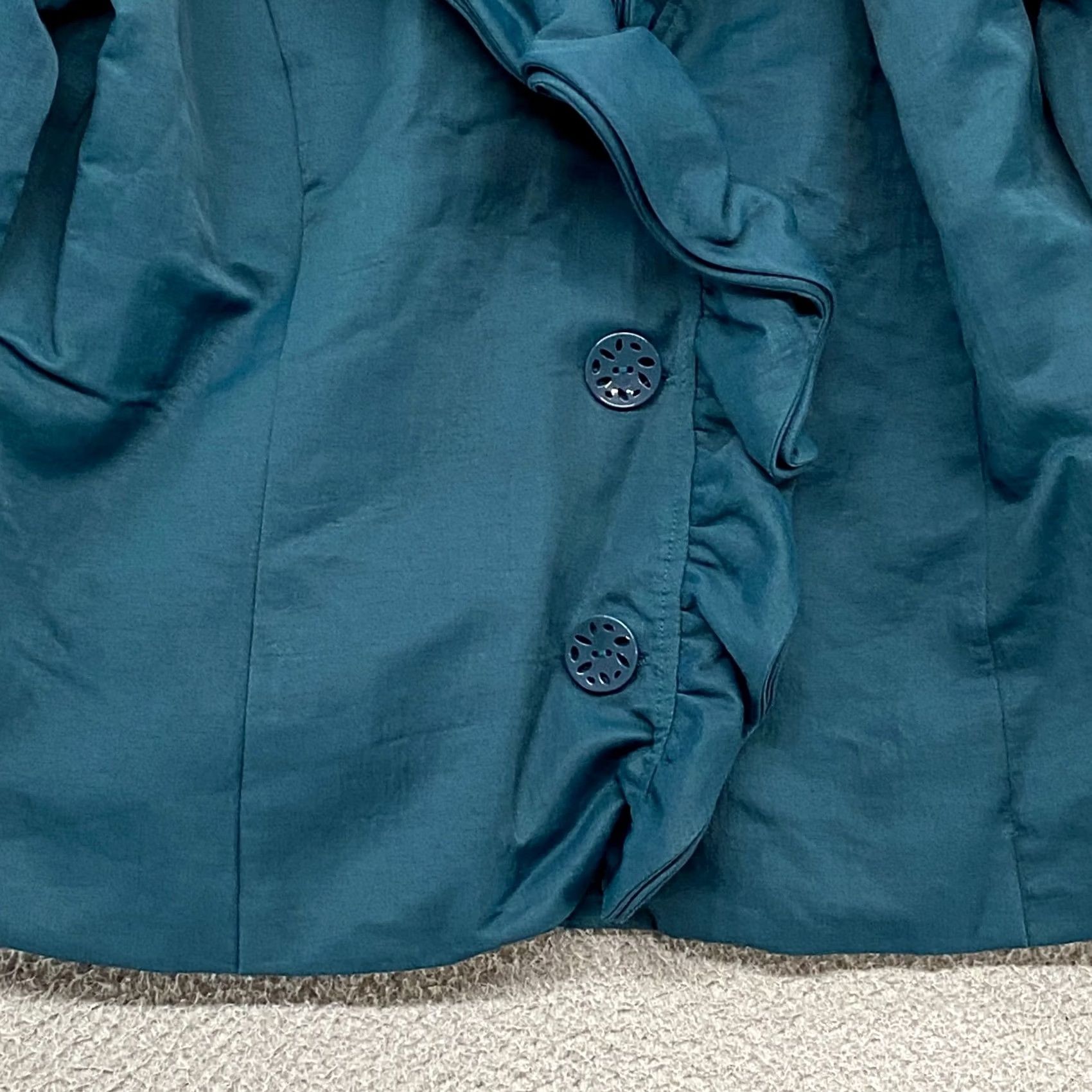 Altea Samuel Dong Jacket Womens XL Teal Ruffled Collar Artsy Boho 90s Size XL / US 12-14 / IT 48-50 - 3 Thumbnail