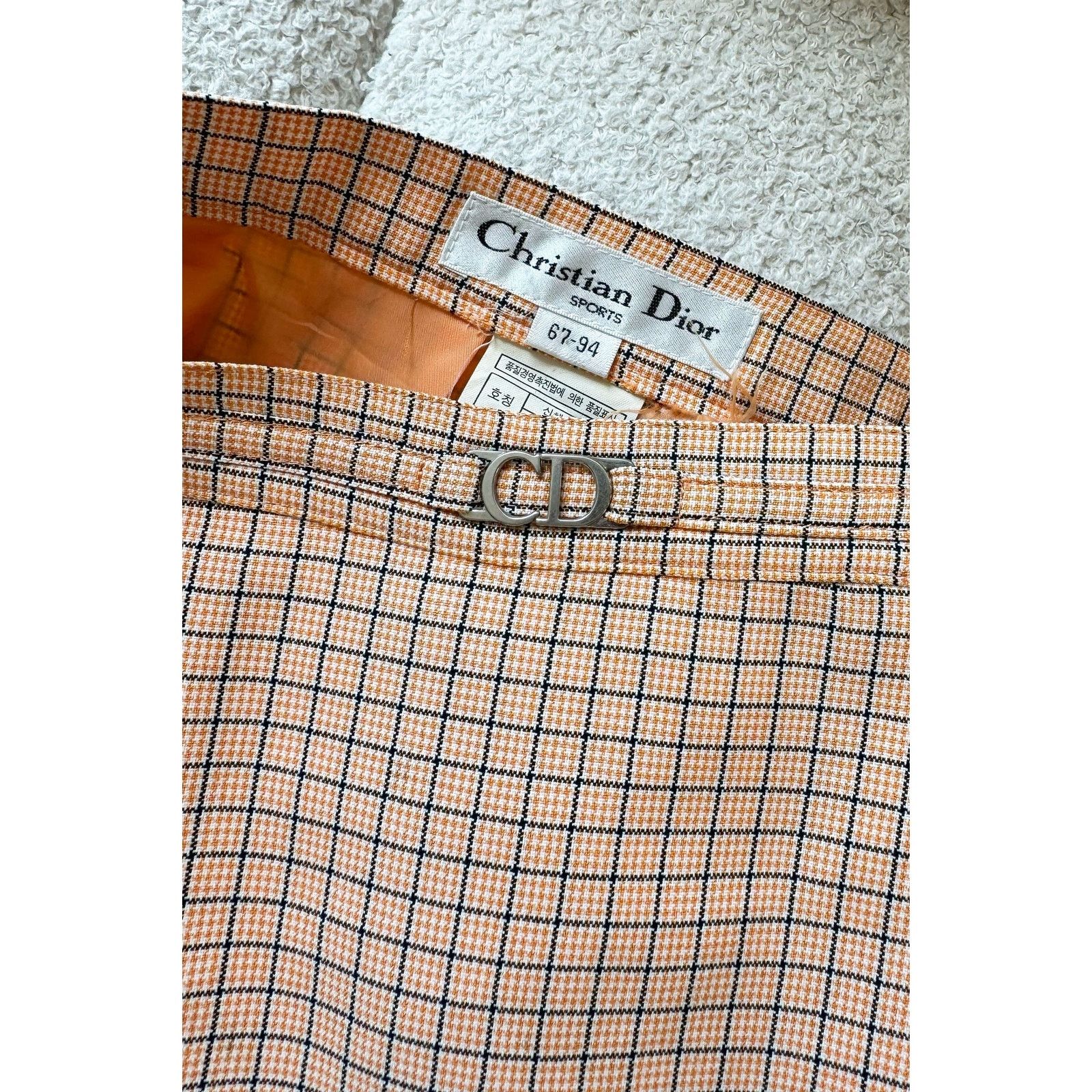 Dior Christian Dior SPORTS Orange Sherbert Plaid Skort Size 29" - 9 Thumbnail