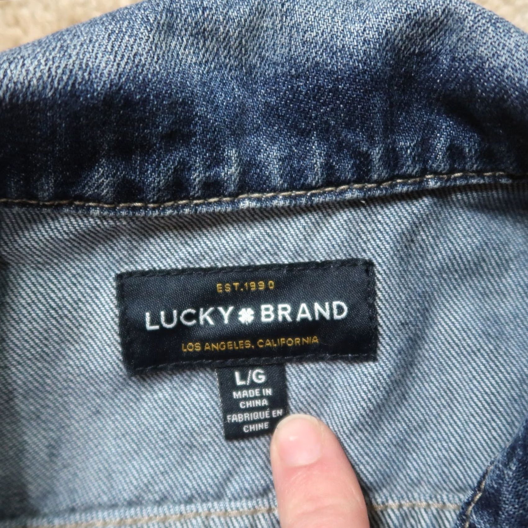 Lucky Brand Lucky Brand Denim Trucker Jacket Womens Large Blue Denim Size L / US 10 / IT 46 - 3 Thumbnail