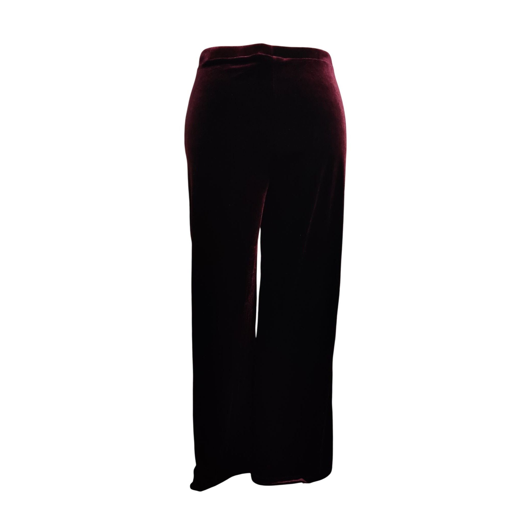 George George L Womens Pants Red Bordeaux Smooth Velvet Wide Leg St Size 35" - 4 Thumbnail