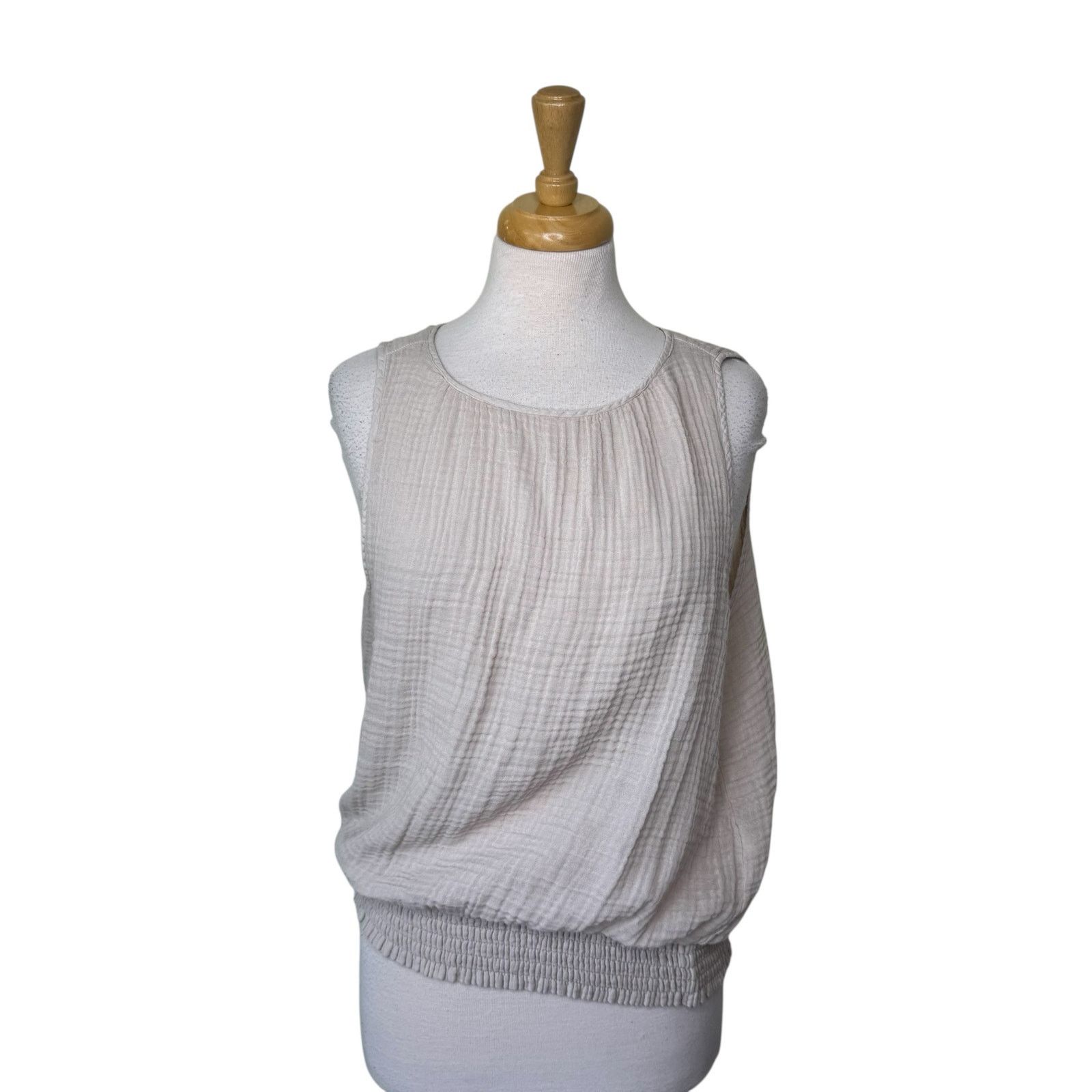 MICHAEL STARS Janelle Tie Neck Tank Cement Large NWT