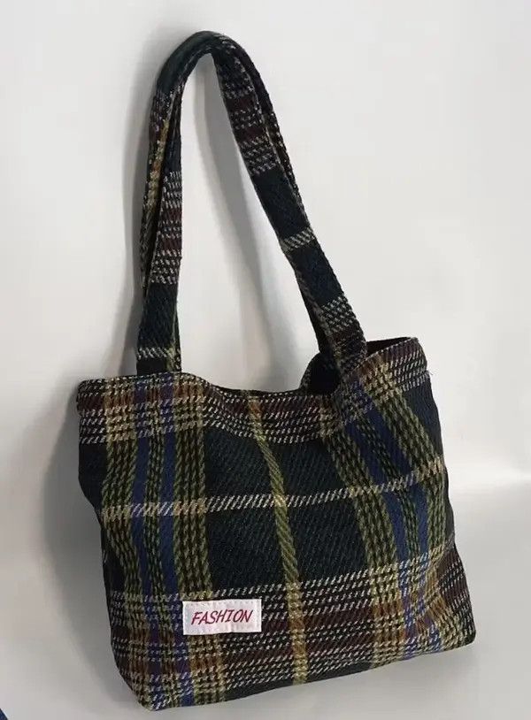 Japanese Brand Fashion tartan plaid tote bag shoppers bag Size ONE SIZE - 2 Thumbnail