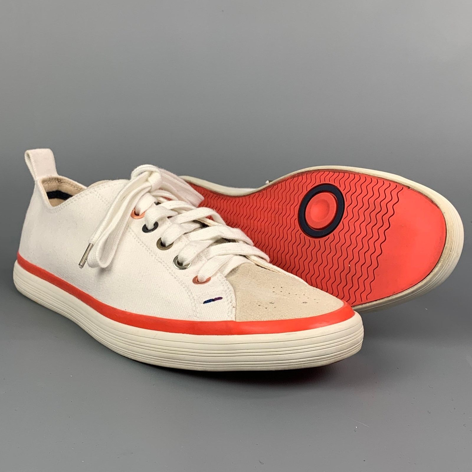 Paul Smith Size 7 White Canvas Lace Up Bernard Trainer Sneakers Size US 7 / EU 40 - 3 Thumbnail