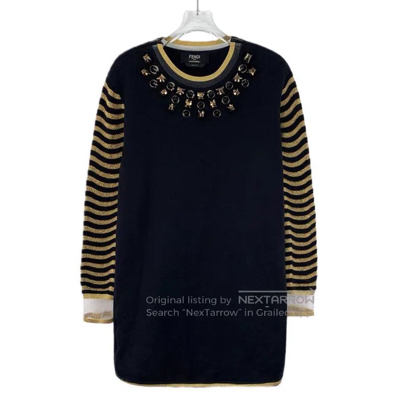 Fendi Fendi Color Blocked Striped Knit Dress with Diamond Accent Size XS / US 0-2 / IT 36-38 - 1 Thumbnail