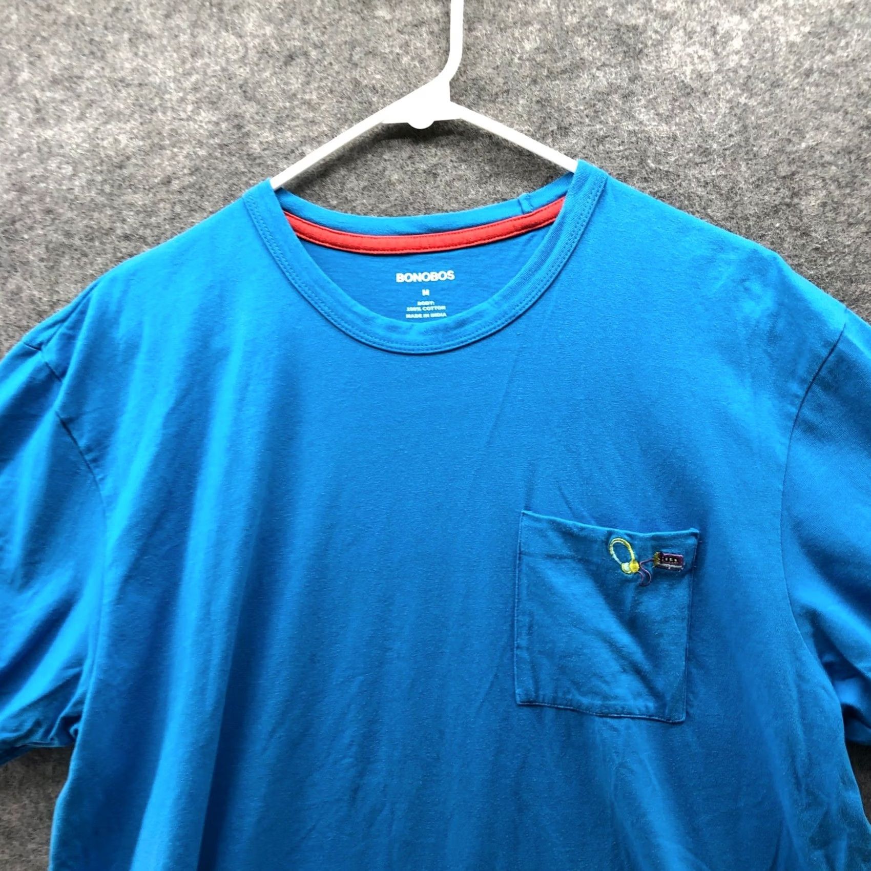 Bonobos Bonobos Tee Shirt Mens M Blue Walkman Embroidered Pocket Short Sleeve Cotton Size US M / EU 48-50 / 2 - 3 Thumbnail
