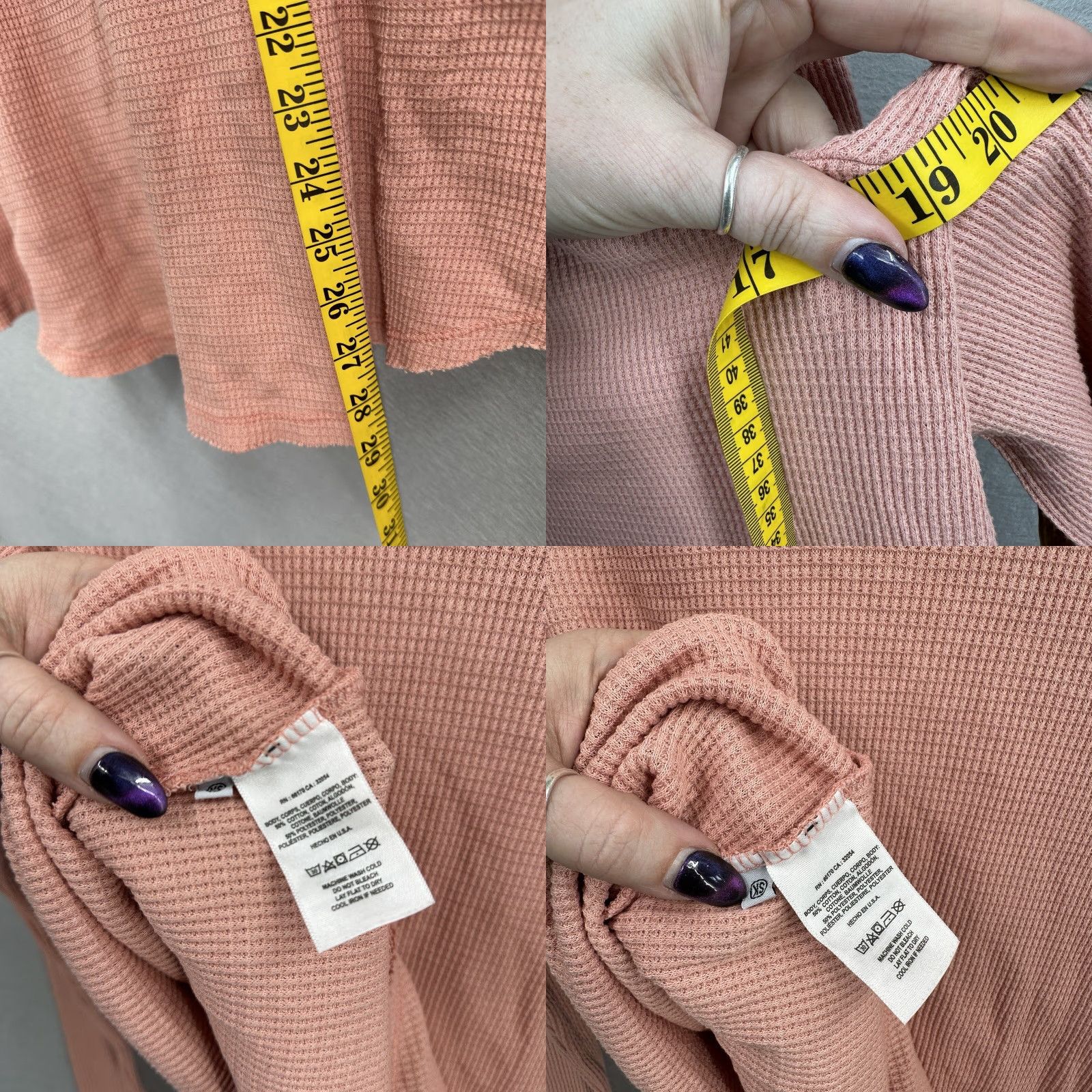 Anthropologie T.la Shirt Womens S Pink Thermal Knit Bohemian Casual Relaxed Cotton Blend Long Sleeve Vintage No Size S / US 4 / IT 40 - 8 Thumbnail