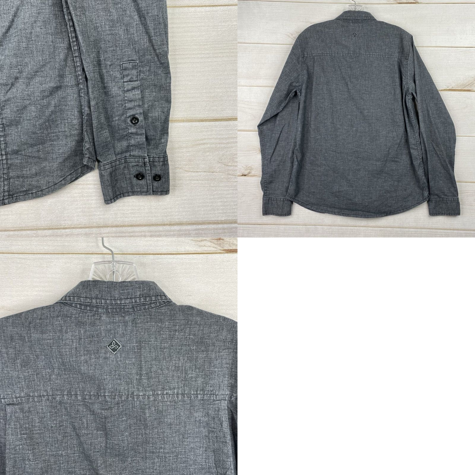 Prana Prana Shirt Mens S Gray Long Sleeve Button Up Hemp Blend Hiking Outdoors Pockets Size US S / EU 44-46 / 1 - 8 Thumbnail