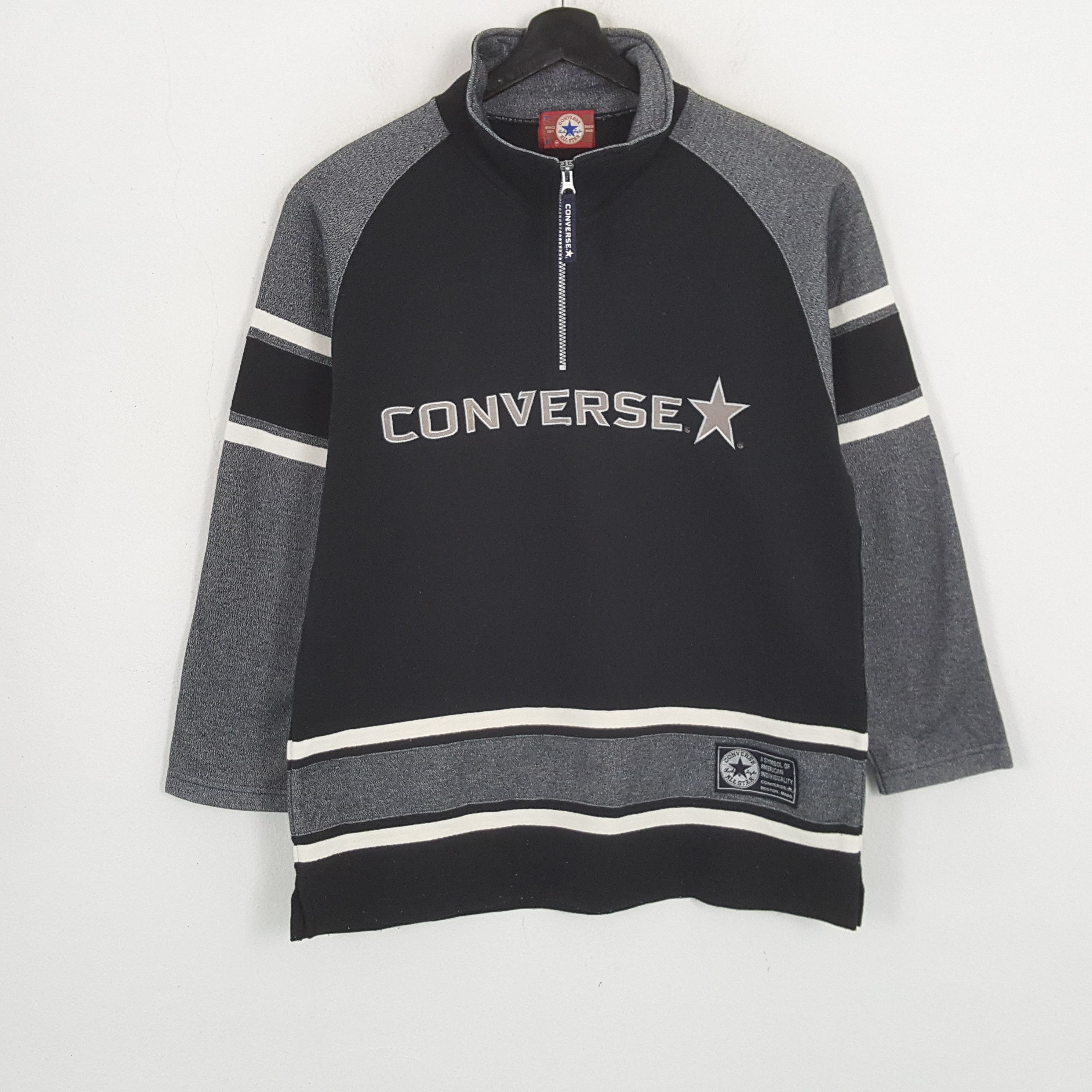 Converse × Vintage CONVERSE Spellout Design Half Zipper Sweatshirt Size US M / EU 48-50 / 2 - 1 Thumbnail