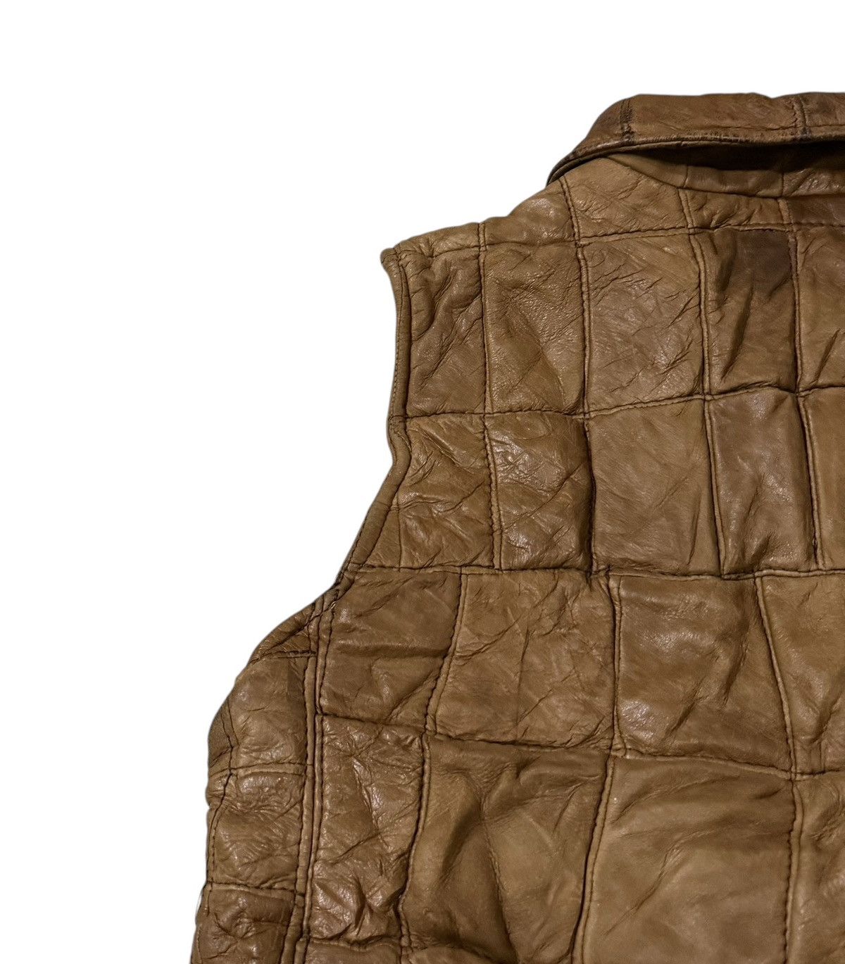Leather Vintage Tainer Ruttsu Checkered Leather Vest Size US S / EU 44-46 / 1 - 11 Thumbnail