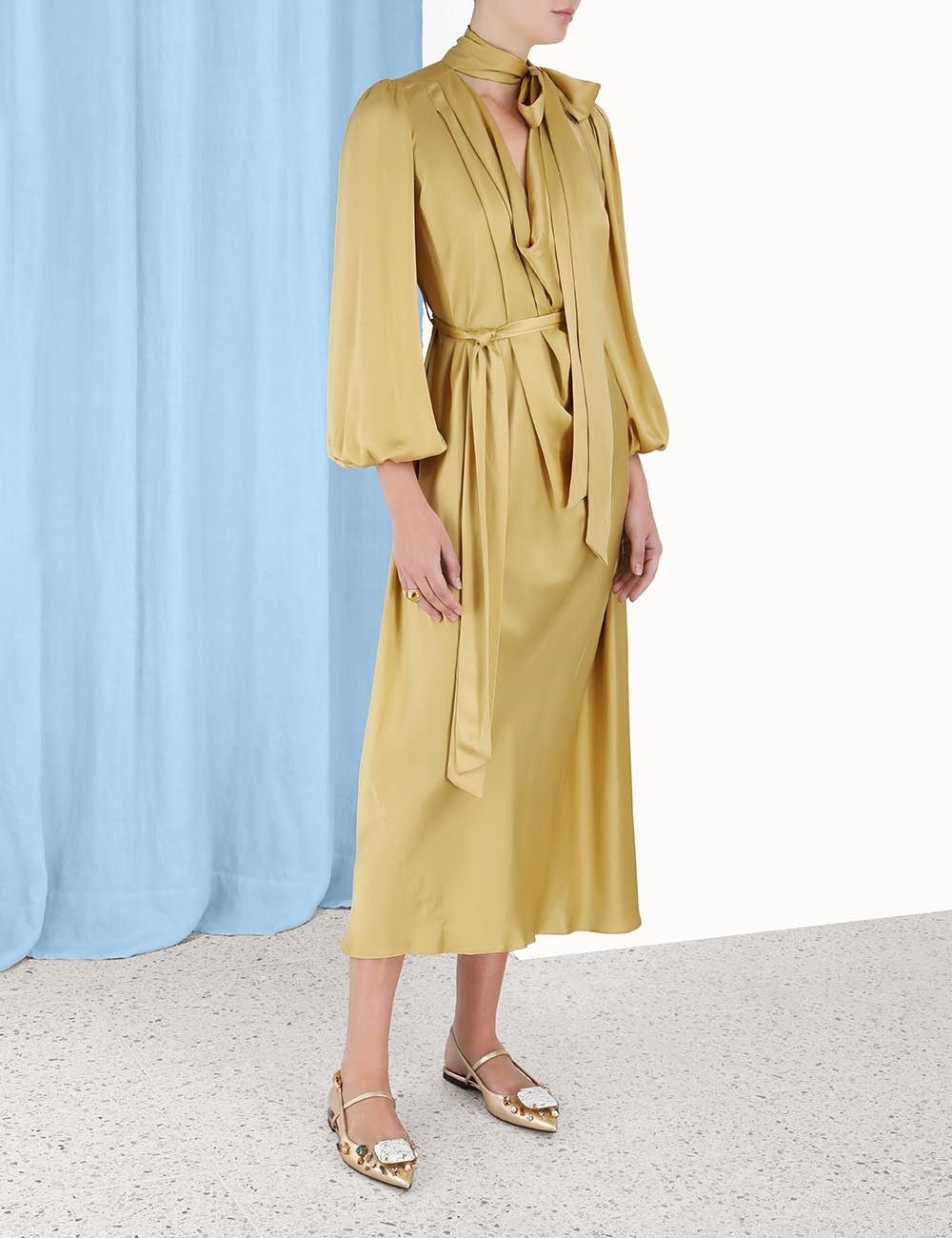 Zimmermann oc11z0425 Silk Billow Dress in Mustard Size S / US 4 / IT 40 - 3 Thumbnail
