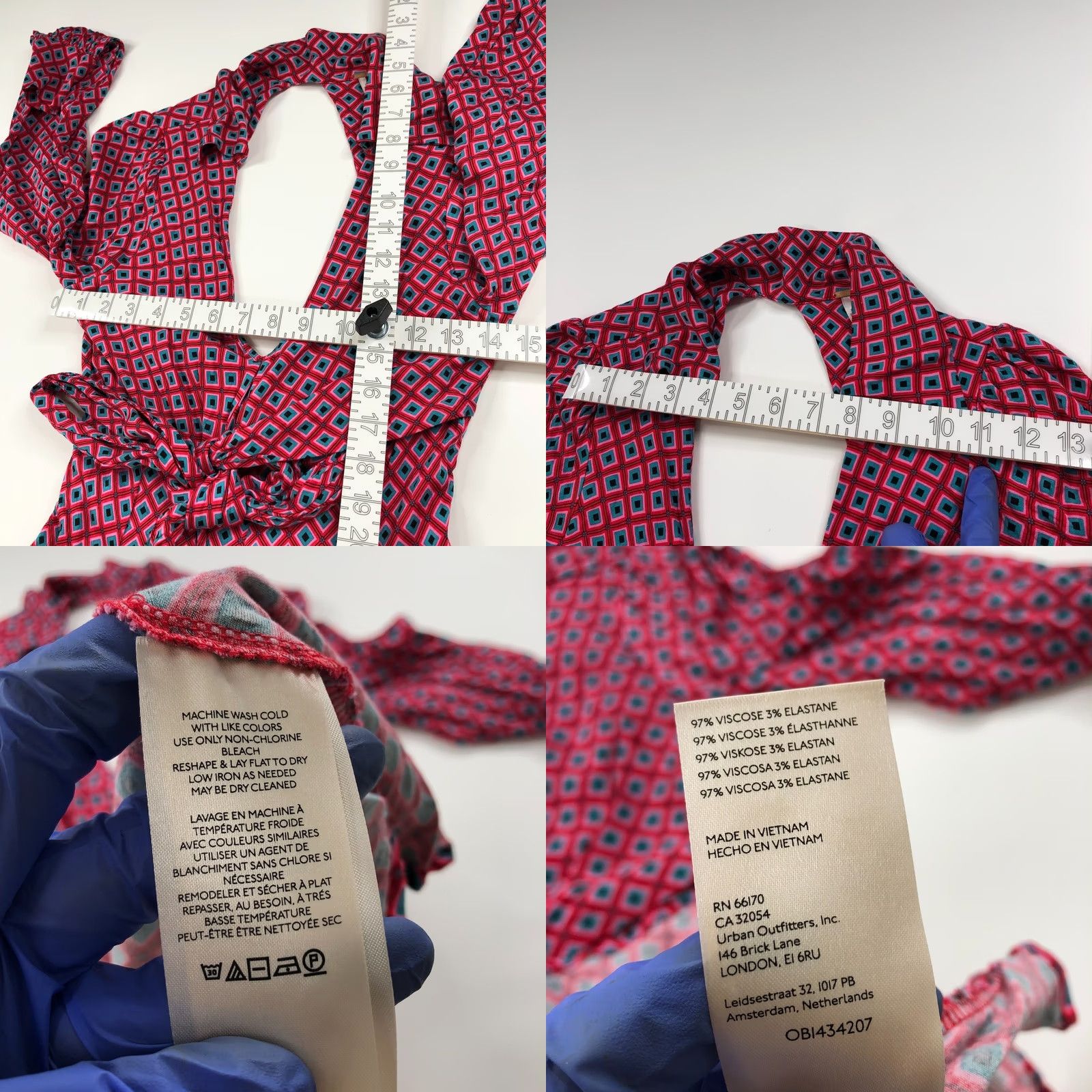 Free People Free People XS Dress Shirt Wrap Open Back Above Knee Pink Red MINT All Over Print Vintage No Size XS / US 0-2 / IT 36-38 - 9 Thumbnail
