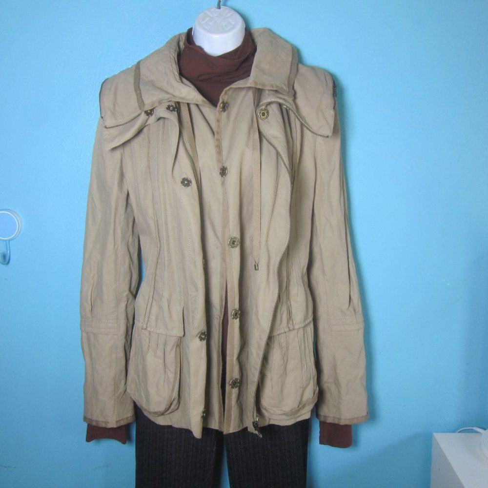 Elie Tahari Elie Tahari Womens Size M Khaki Zip Front Trench Style Stowa Size M / US 6-8 / IT 42-44 - 12 Thumbnail