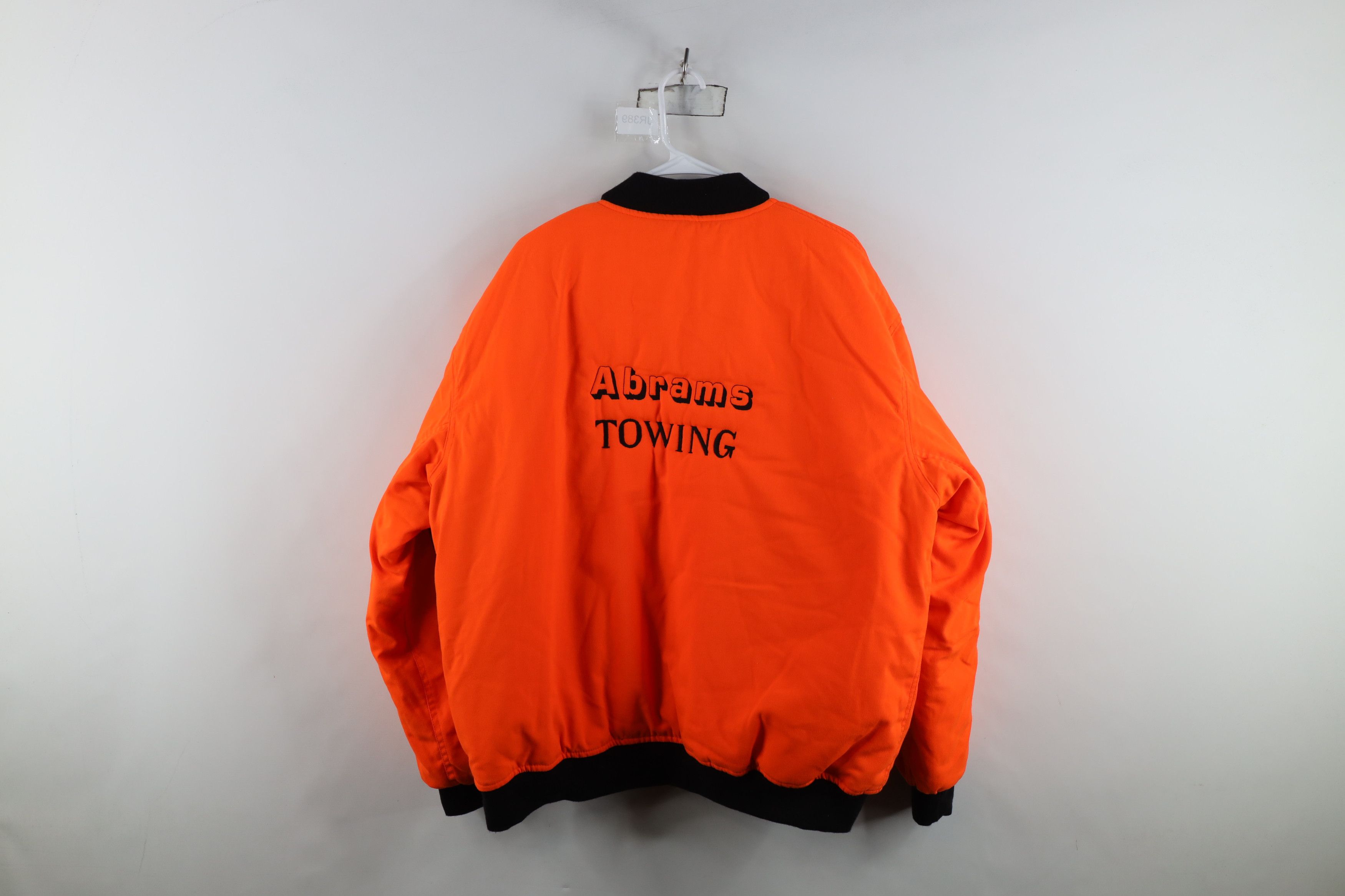 Vintage Vintage 90s Abrams Towing Quilted Bomber Jacket Blaze Orange Size US XL / EU 56 / 4 - 14 Thumbnail
