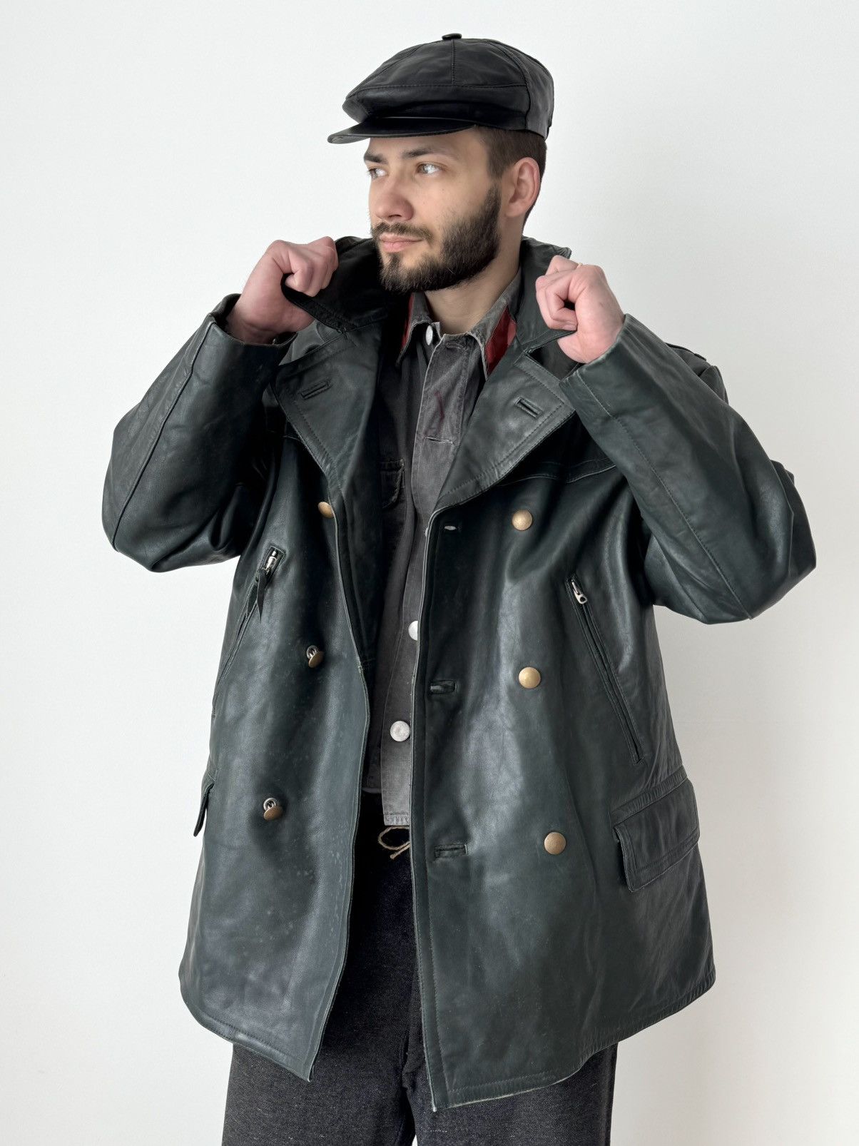 Vintage 1950s Vintage German Dispatch Riders Leather Jacket Size US L / EU 52-54 / 3 - 2 Thumbnail