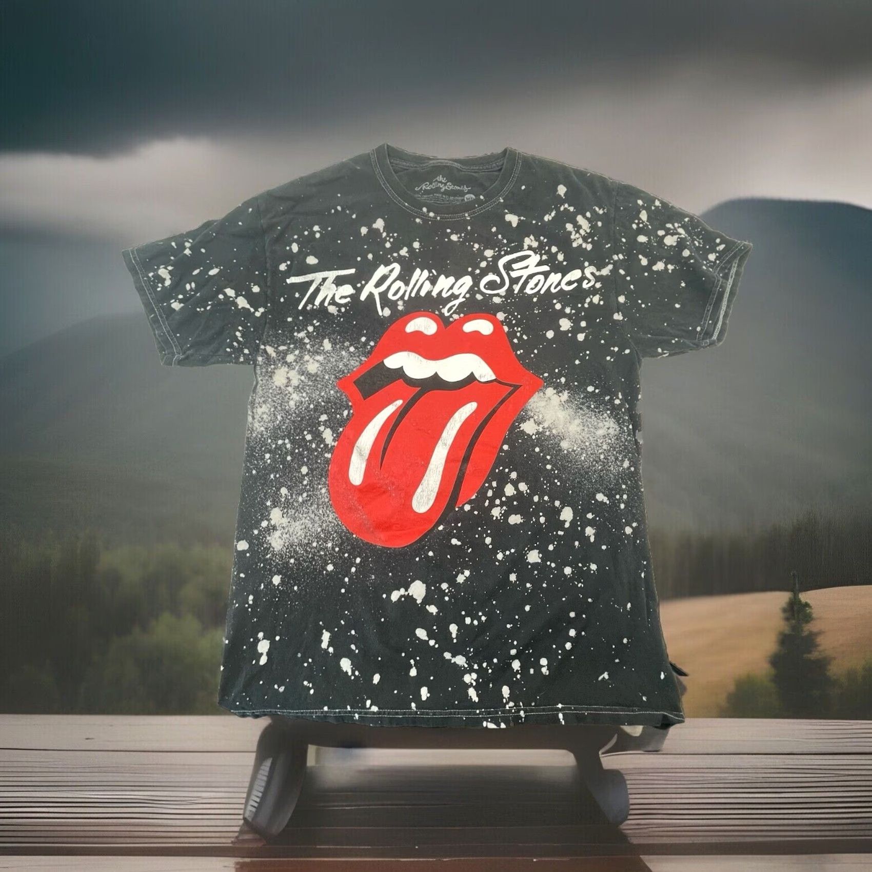 Vintage The Rolling Stones Shirt Men Medium Black White Paint Splatter Tongue Graphic Size US M / EU 48-50 / 2 - 4 Thumbnail