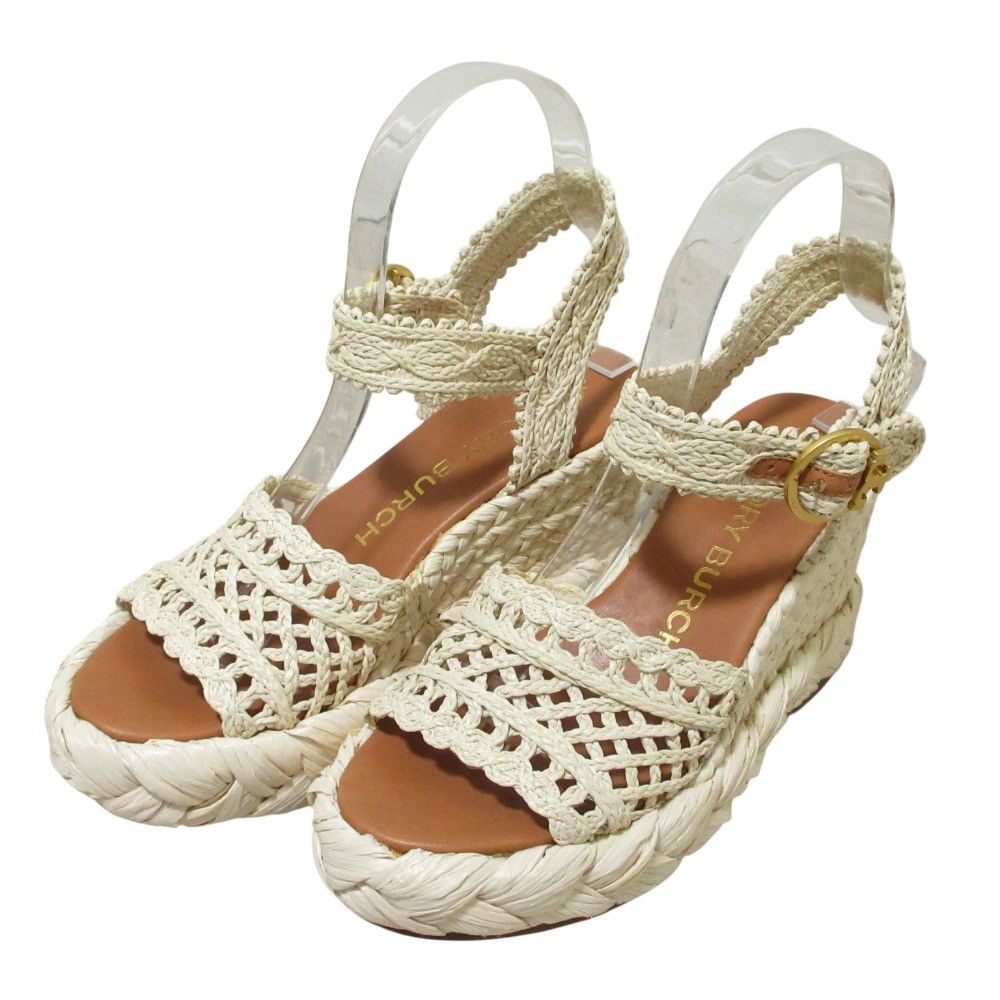 Tory Burch Tory Burch Tory Burch Raffia Wedge Sandals Plant-based Shoes DUTY FREE for USA Size ONE SIZE - 1 Thumbnail