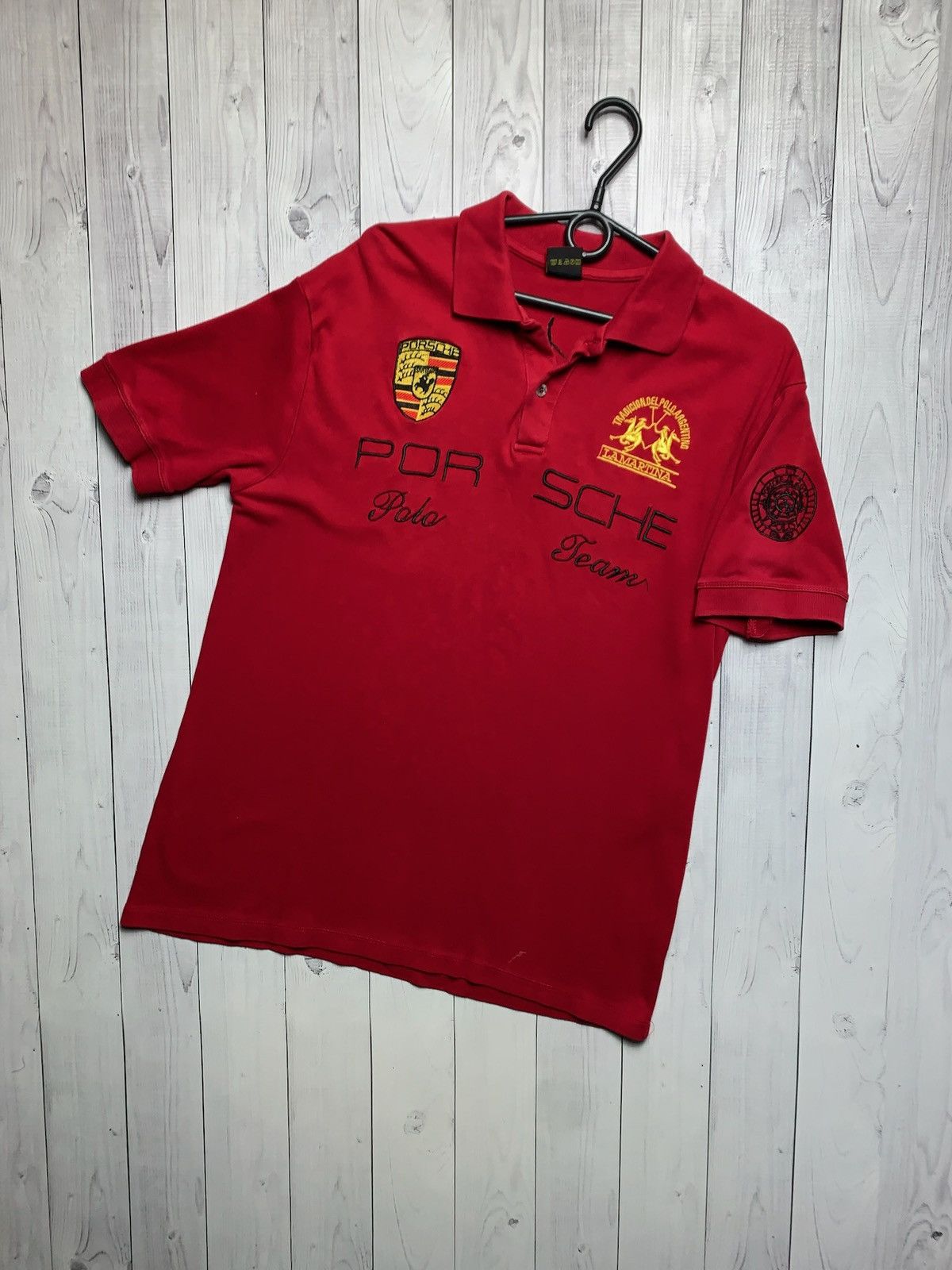 Vintage Vintage Porshe racing polo L A Martina size XL red logo Size US XL / EU 56 / 4 - 1 Thumbnail