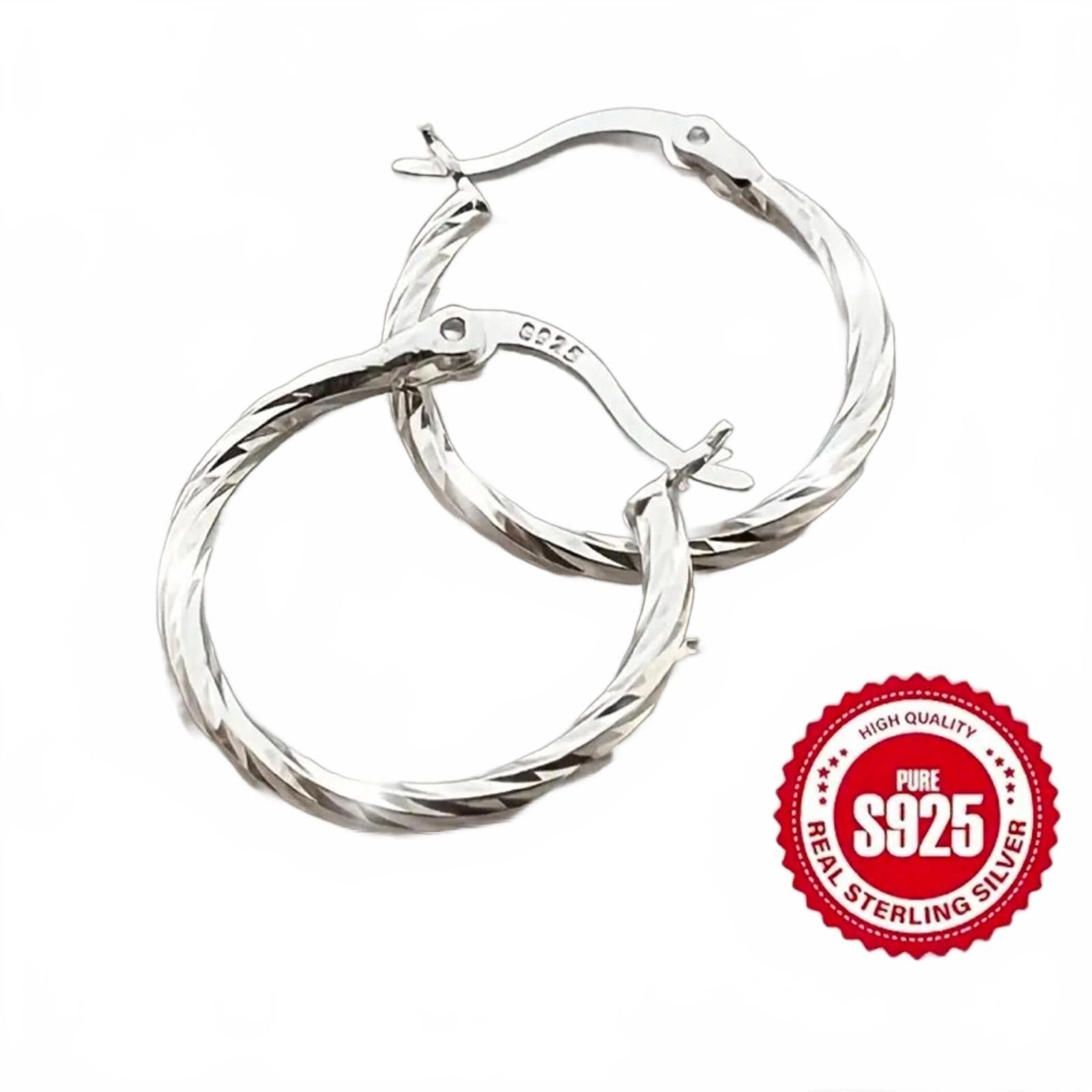 Designer S925 Sterling Silver Twist Design Hoop EARRINGS NWT Size ONE SIZE - 1 Thumbnail