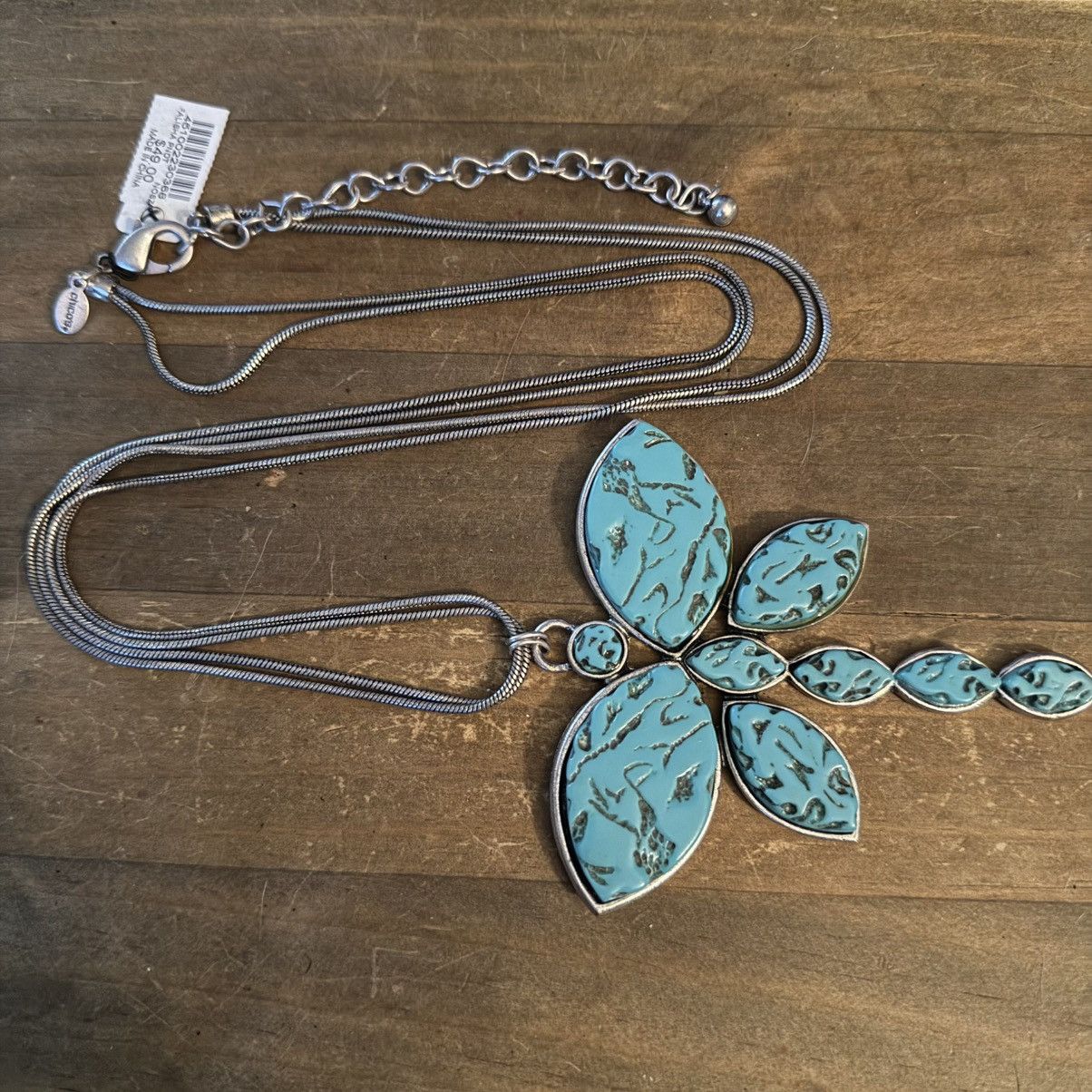 Chicos Chico’s silver jumbo turquoise dragonfly pendant necklace Size ONE SIZE - 3 Thumbnail
