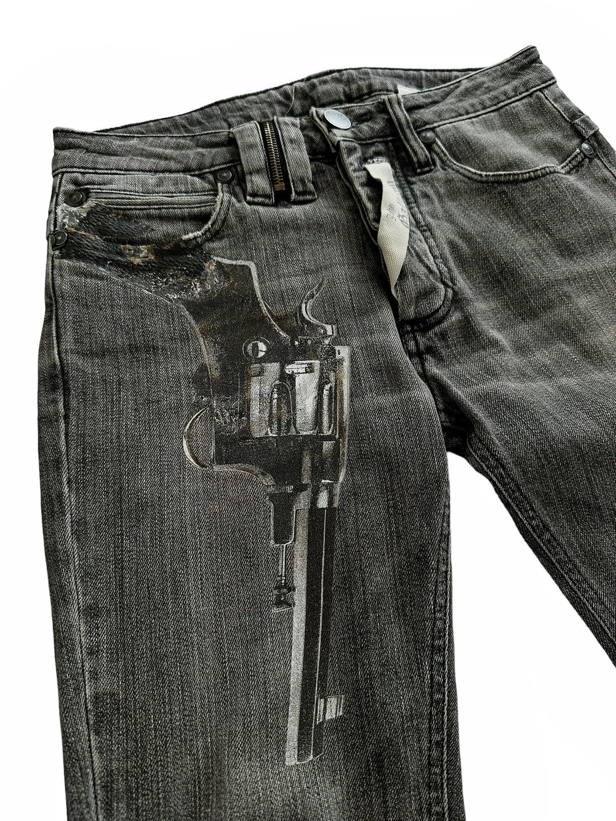 John Galliano Sz44 2008 Runway Pistol Gun Illusion Denim Size US 28 / EU 44 - 3 Thumbnail