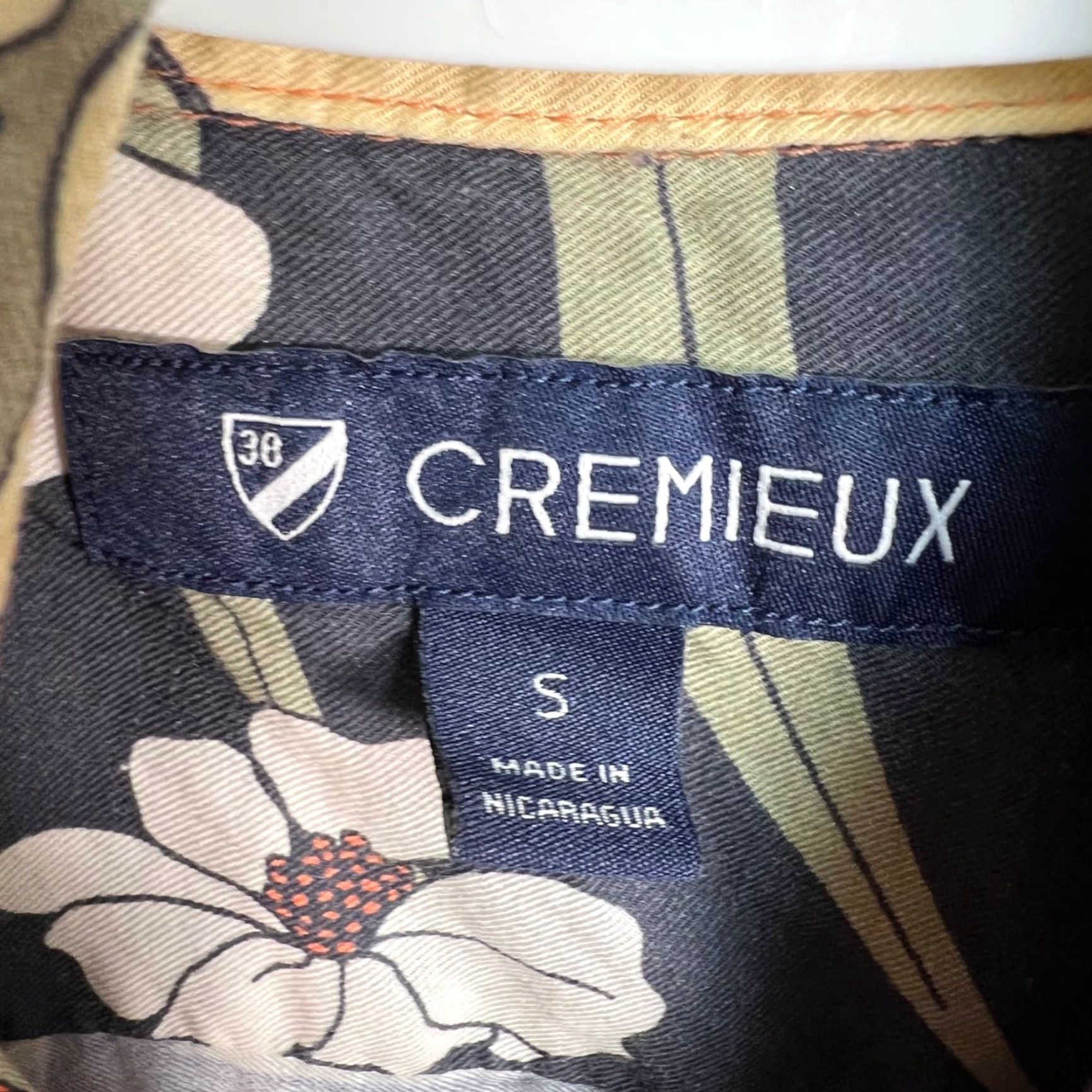Cremieux Cremieux Mens Small Floral Hawaiian Shirt Orange/Navy Cotton Blend Short Sleeve Shirt Adults Small Floral Hawaiian Theme Pockets Mens Size US S / EU 44-46 / 1 - 3 Thumbnail